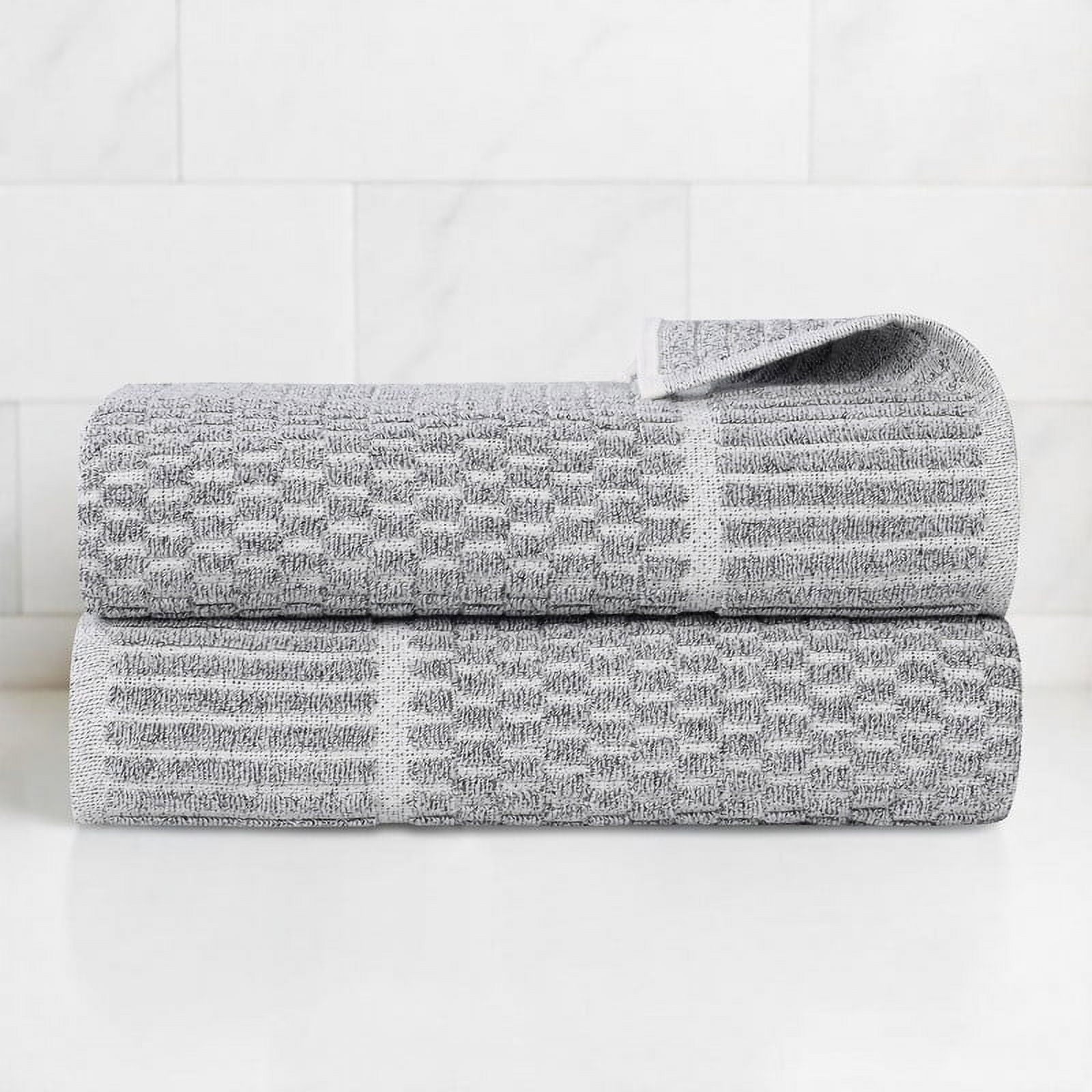 Superior Juno Viscose Cotton Blend Medium Weight Bath Towels, Set of 2, Charcoal