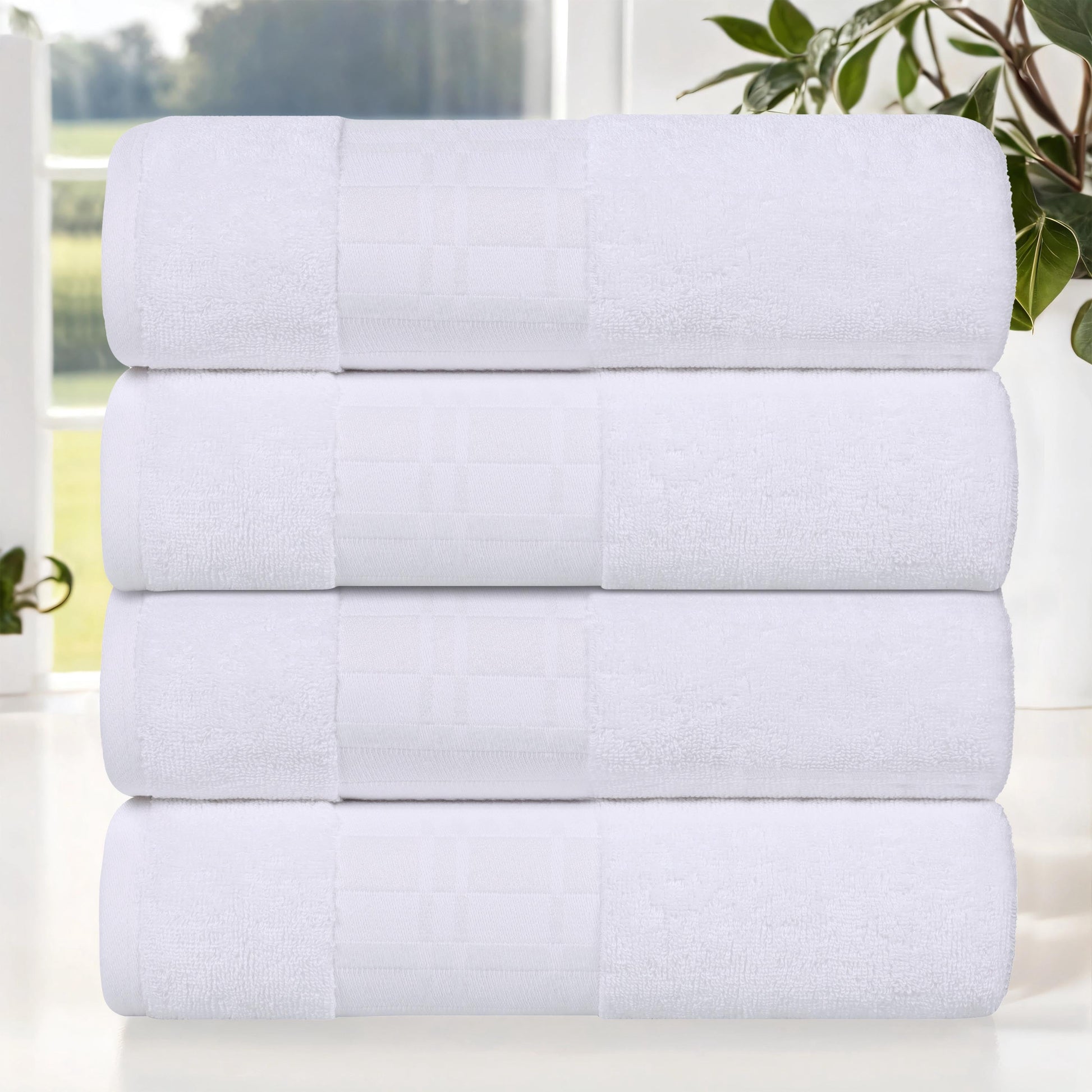 Superior Larissa Cotton Embroidered Bath Towel Set of 4, White-White