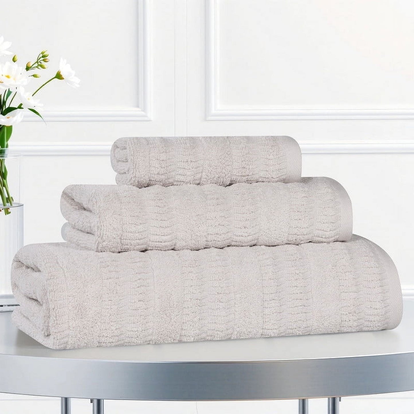 Superior Mika Smart Twist Cotton Medium Weight Hand Towels, Set of 6, Navy Blue