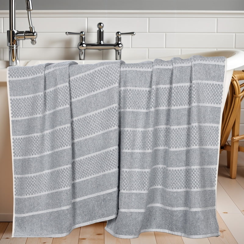 Superior Naples Viscose Cotton Blend Medium Weight Bath Sheets, Set of 2, Denim Blue