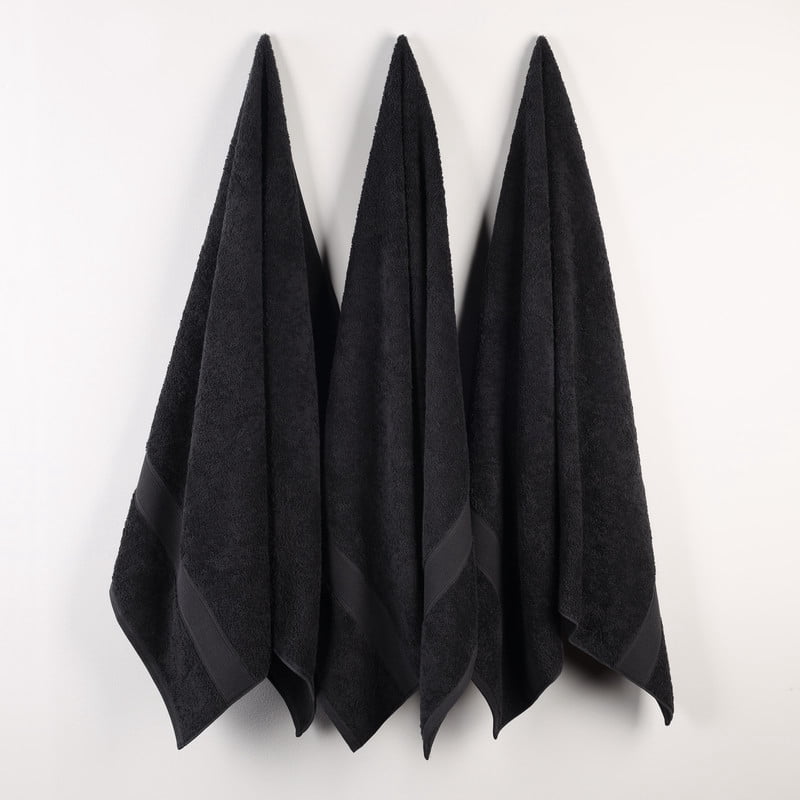 Superior Oregon Organic Cotton Medium Weight Bath Towels, 2-Piece Set, Black
