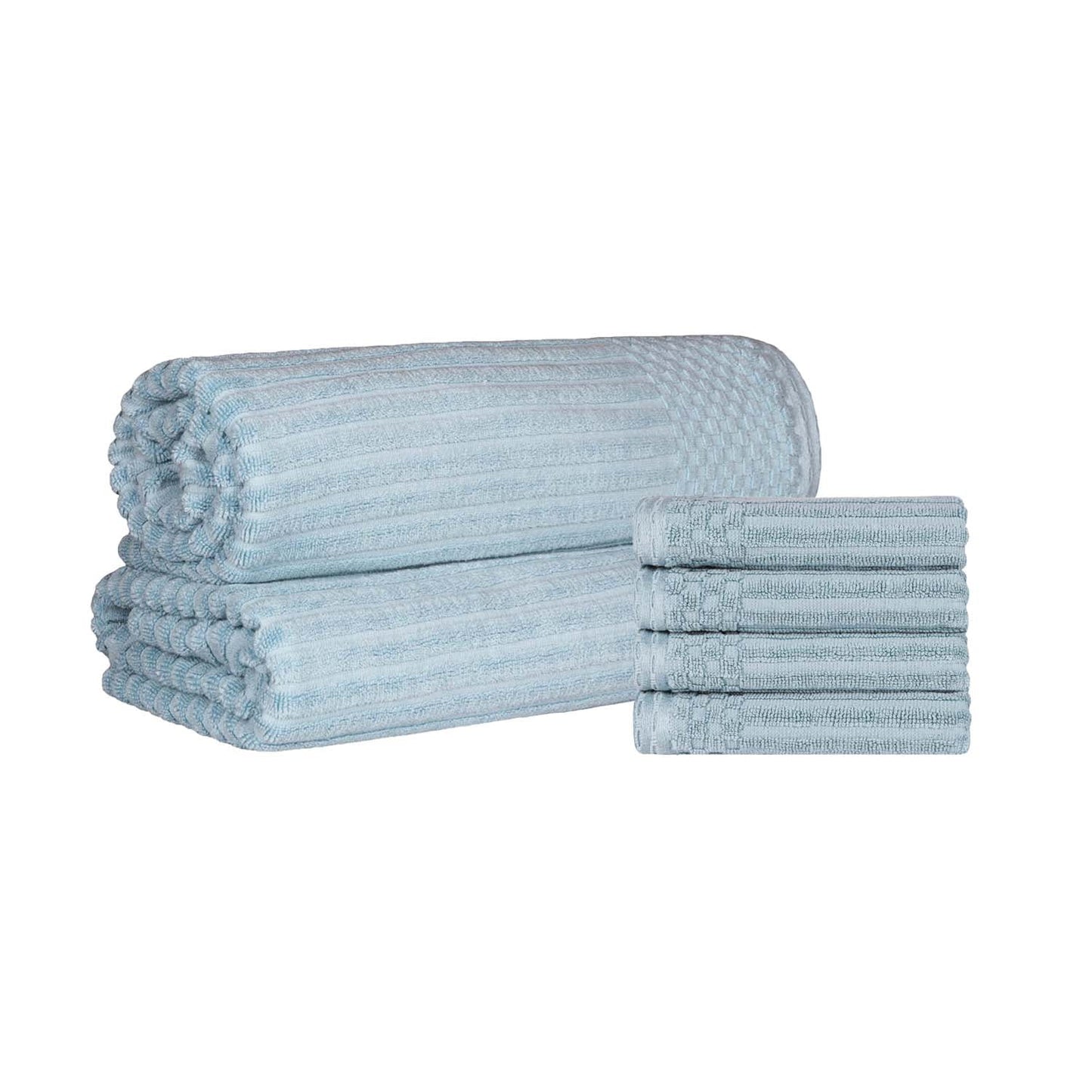 Superior Ribbed Cotton 6-Piece Charcoal Bath Sheet/ Hand Towel Set