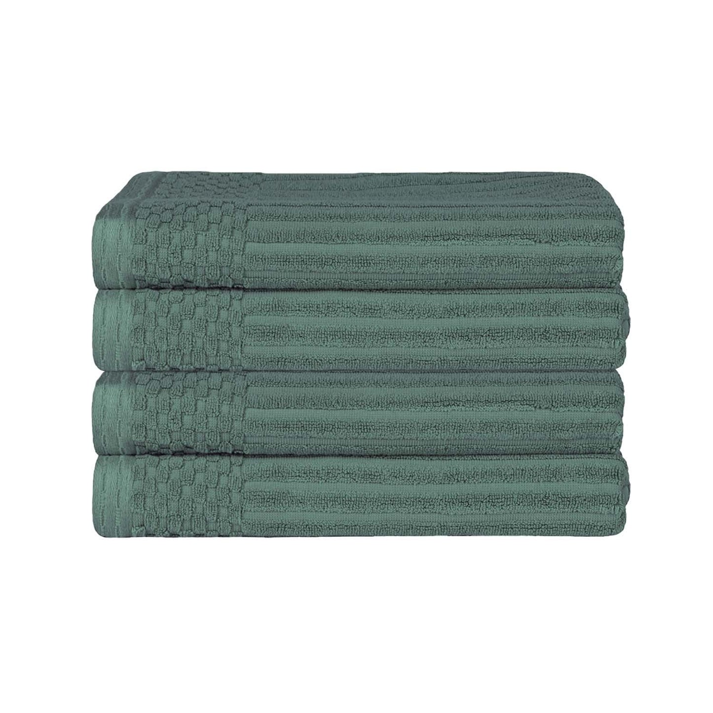 Superior Ribbed Cotton Ultra-Absorbent 4-Piece Basil Bath Towel Set