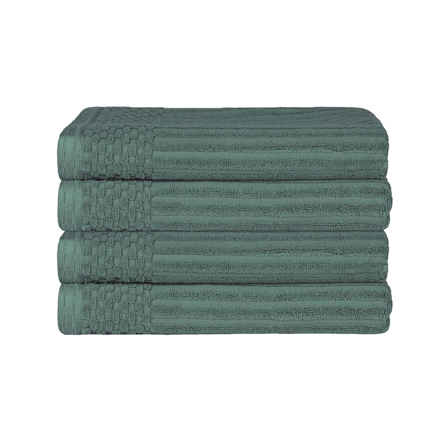 Superior Ribbed Cotton Ultra-Absorbent 4-Piece Basil Bath Towel Set