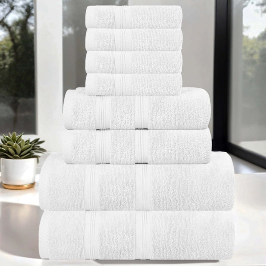 Superior Smart Dry 9-Piece Zero Twist Soft Cotton Towel Set, Quick Dry Fade Resistant, Peach