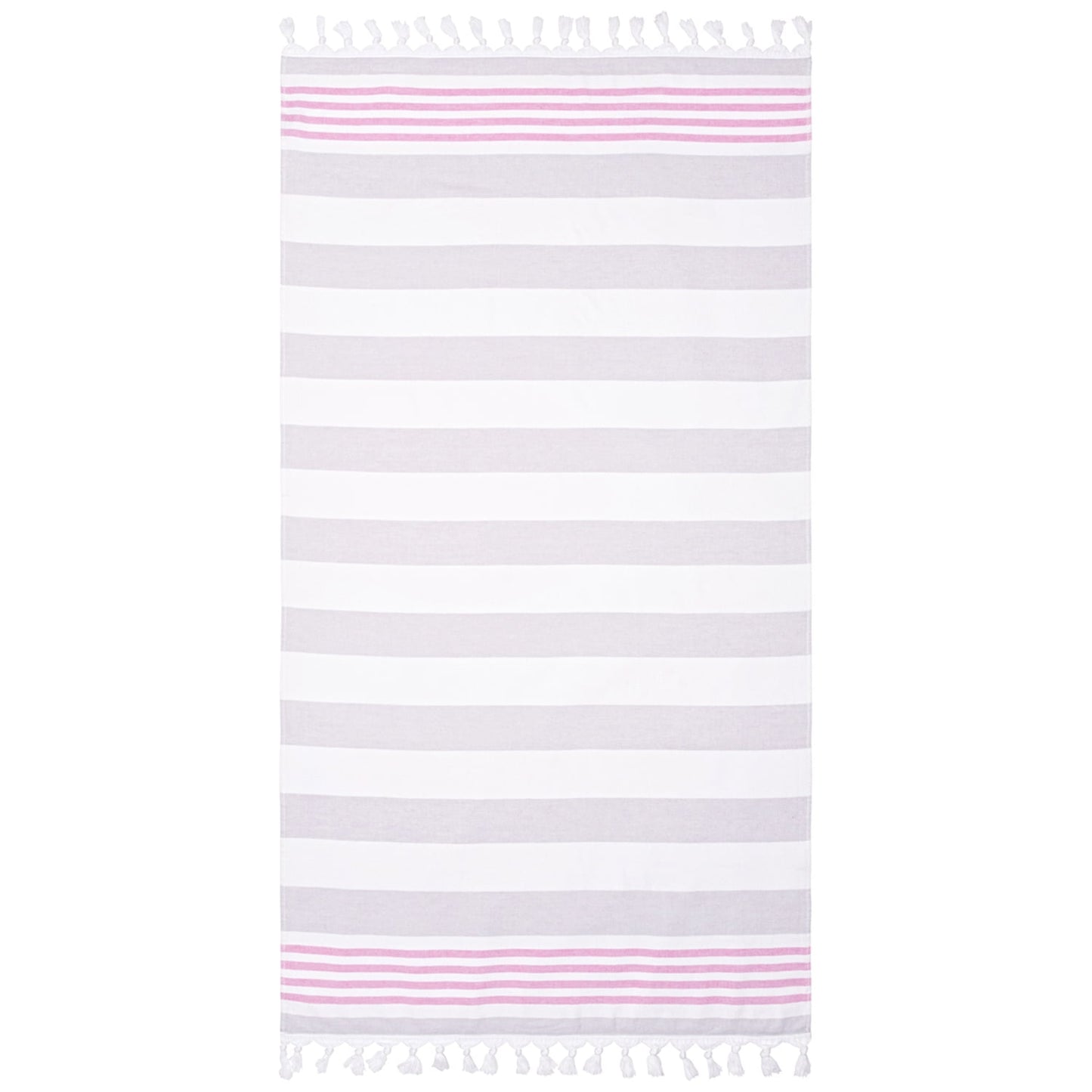 Superior Summery Stripe Fouta Cotton Beach Towel with Fringe, 35" x 68"