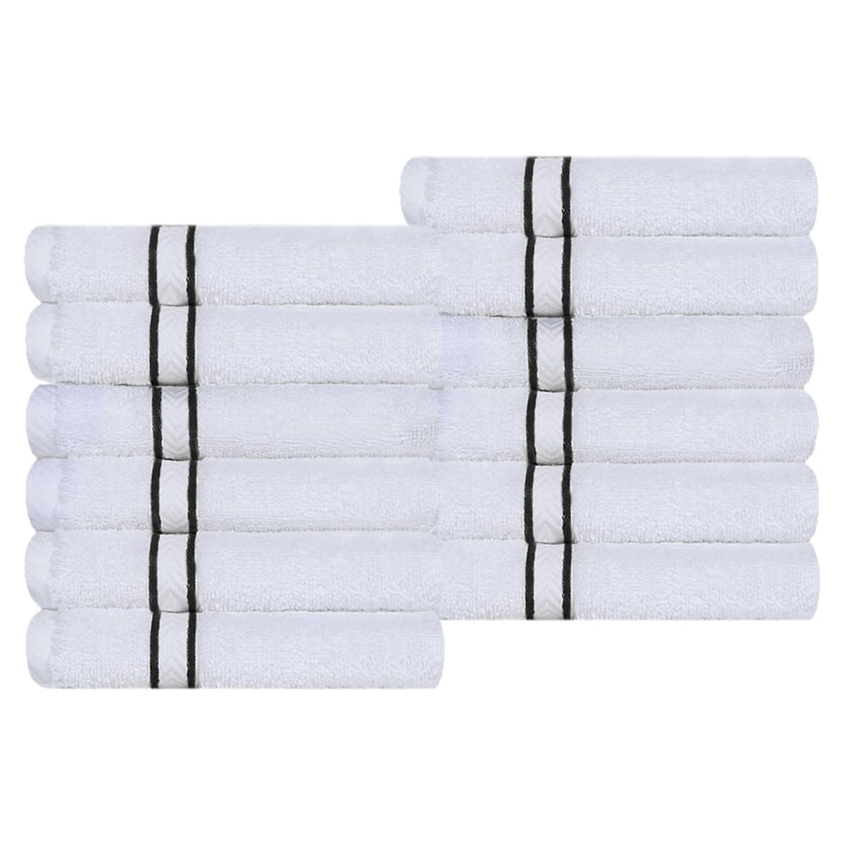 Superior Turkish Cotton 12-Piece Black Washcloth/Face Towel Set