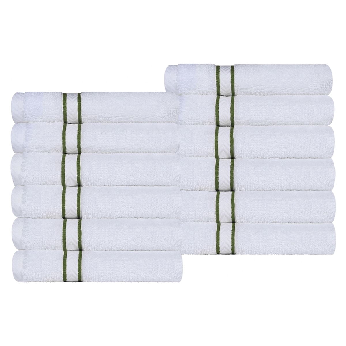 Superior Turkish Cotton 12-Piece Forest Green Washcloth/Face Towel Set