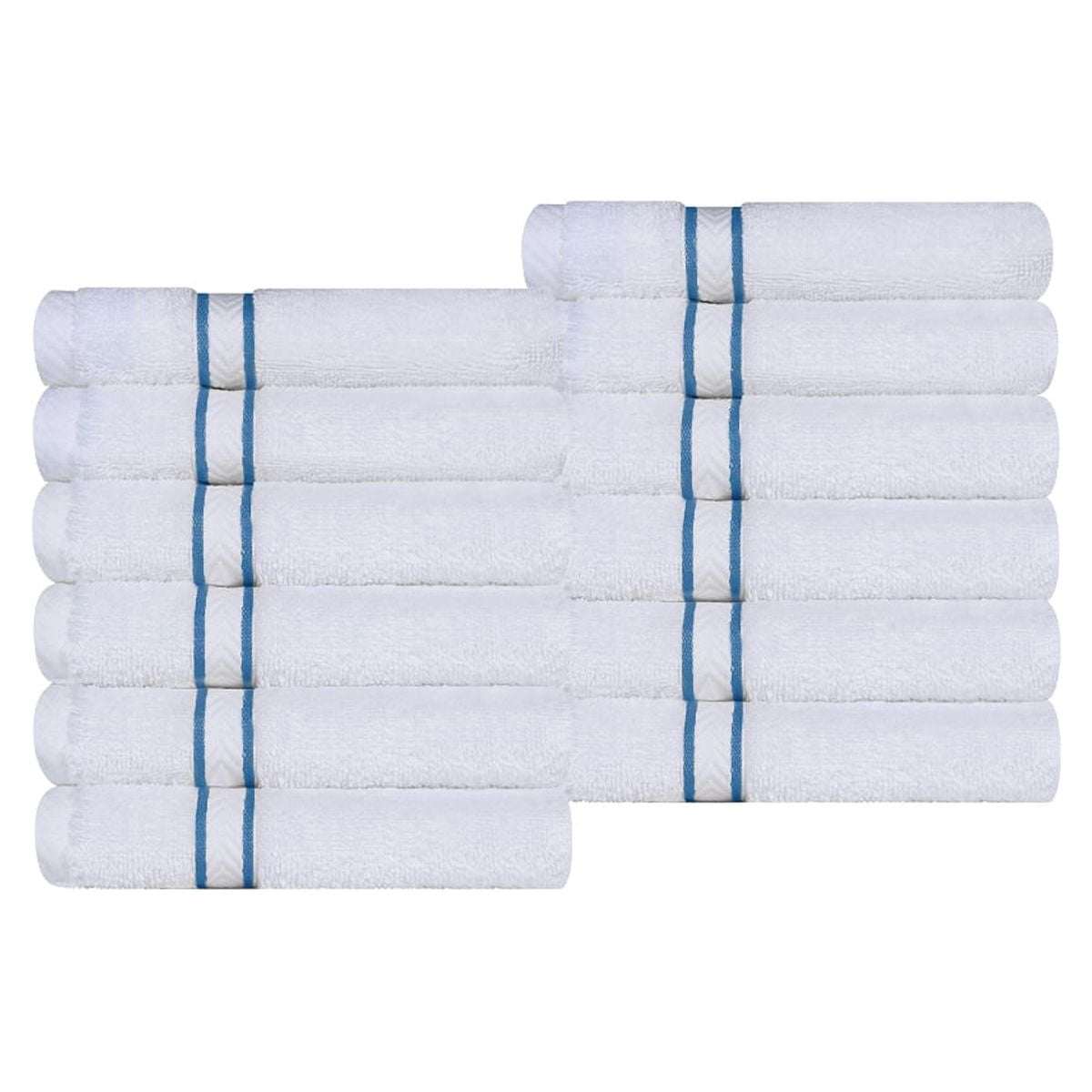 Superior Turkish Cotton 12-Piece Light Blue Washcloth/Face Towel Set