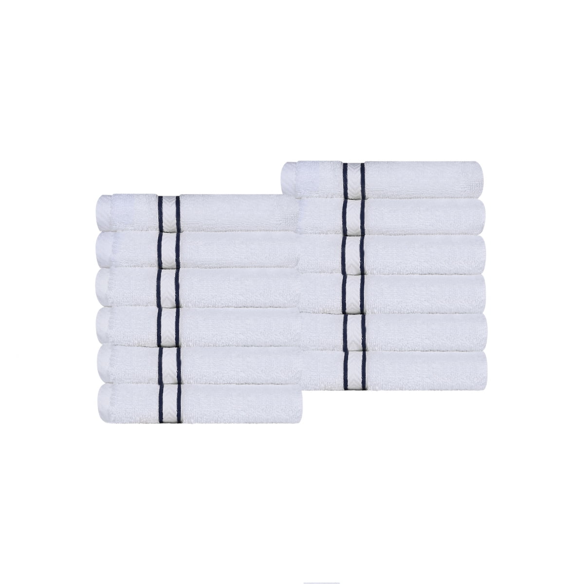 Superior Turkish Cotton 12-Piece Navy Blue Washcloth/Face Towel Set