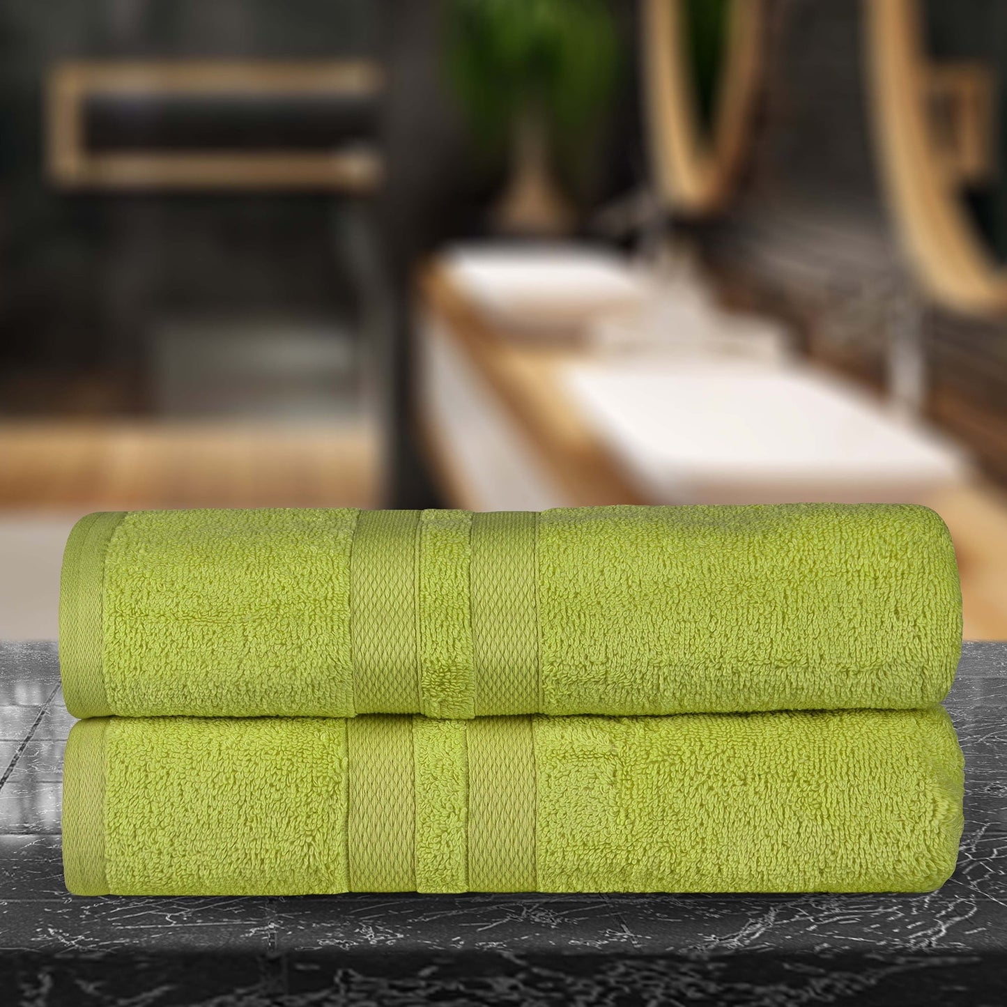 Superior Ulta Soft Cotton 2-Piece Bath Sheet Set, Highly-Absorbent Solid Towels, Celery