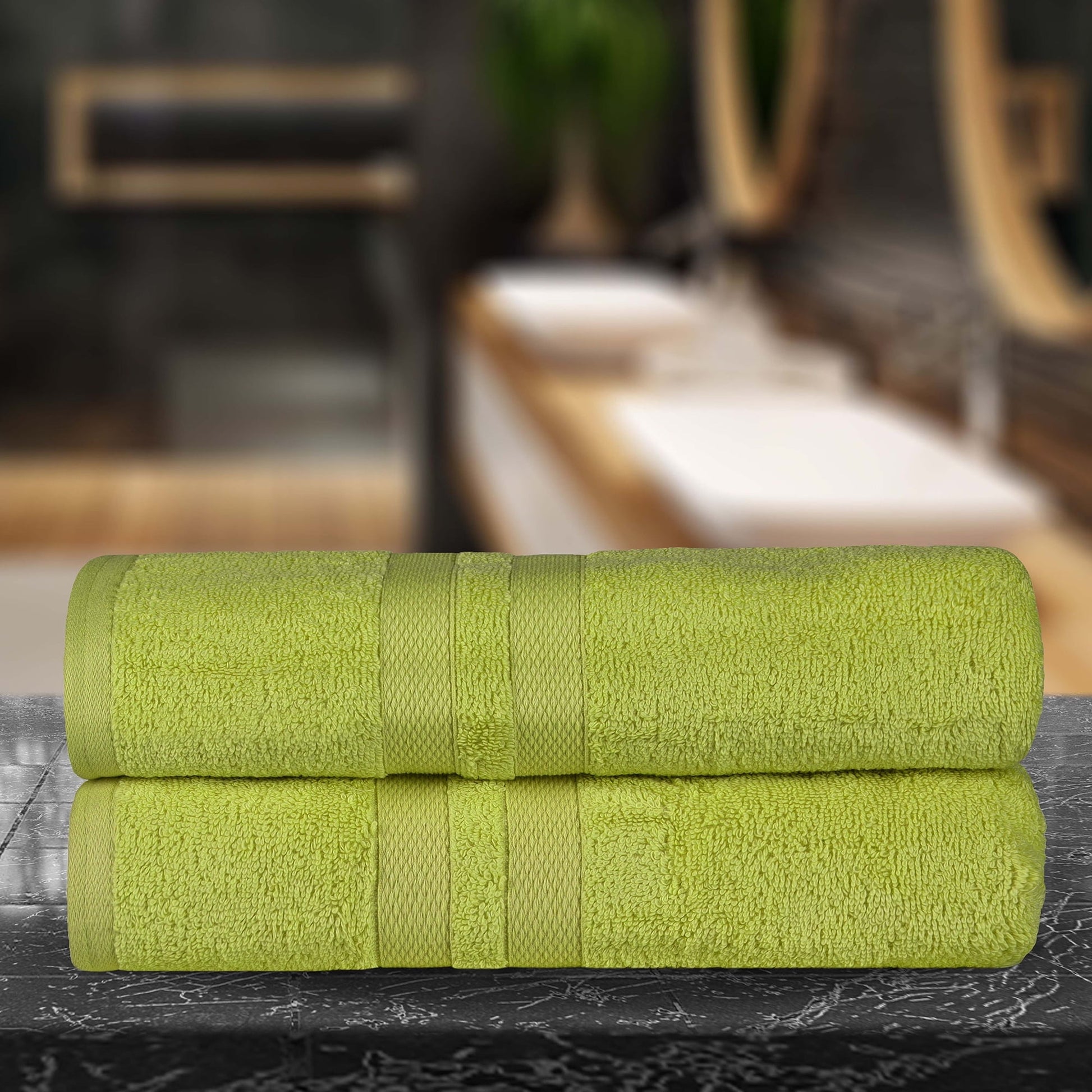Superior Ulta Soft Cotton 2-Piece Bath Sheet Set, Highly-Absorbent Solid Towels, Celery