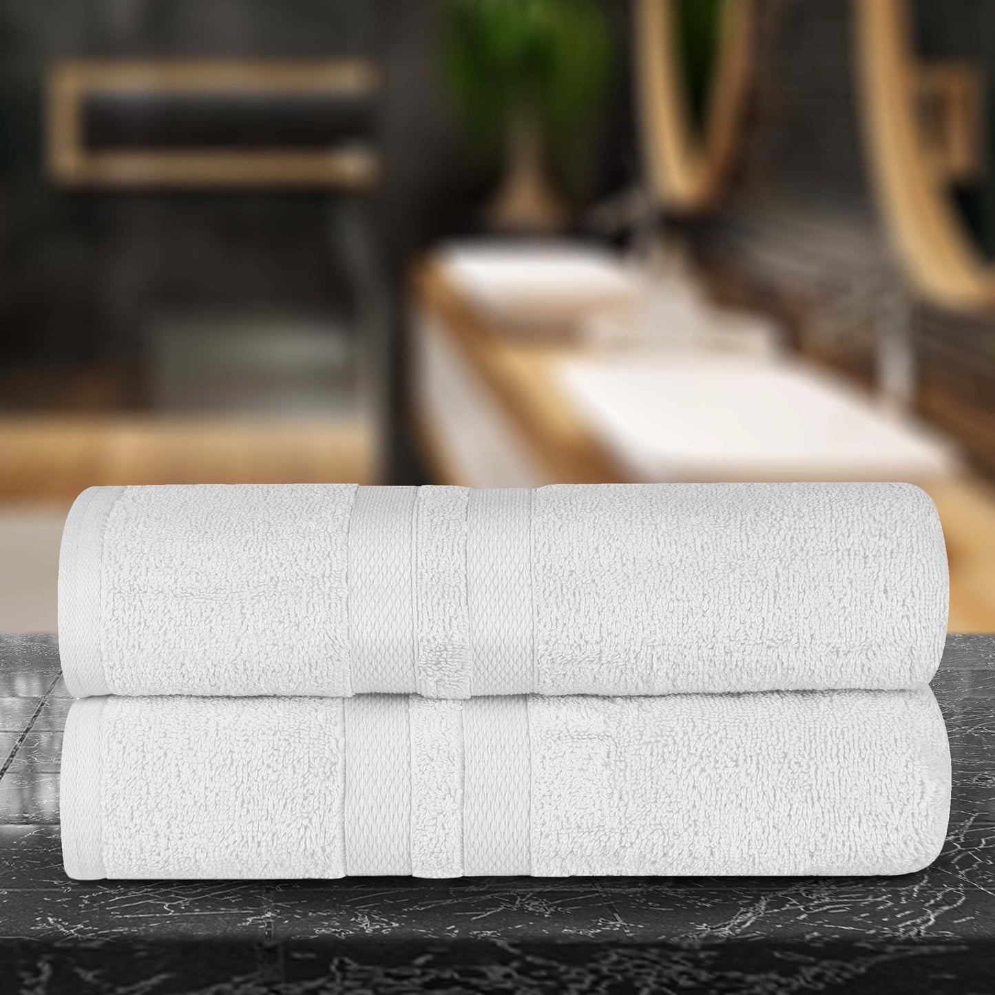Superior Ulta Soft Cotton 2-Piece Bath Sheet Set, Highly-Absorbent Solid Towels, Silver