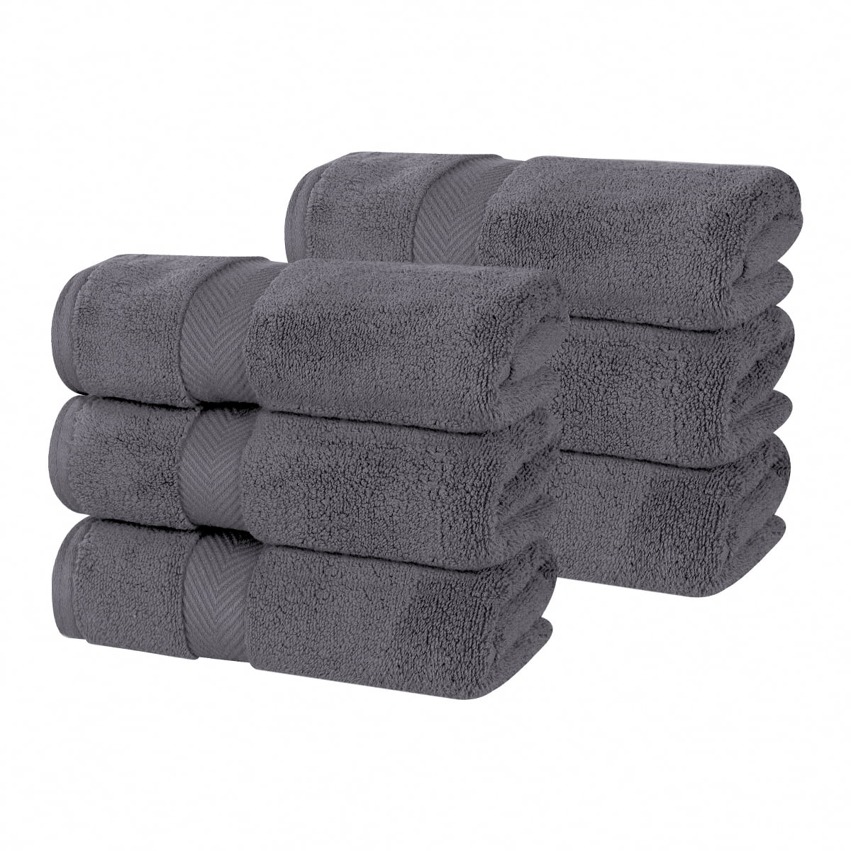 Superior Zero Twist Cotton 6-Piece Hand Towel Set, Super Soft Towels, Gray