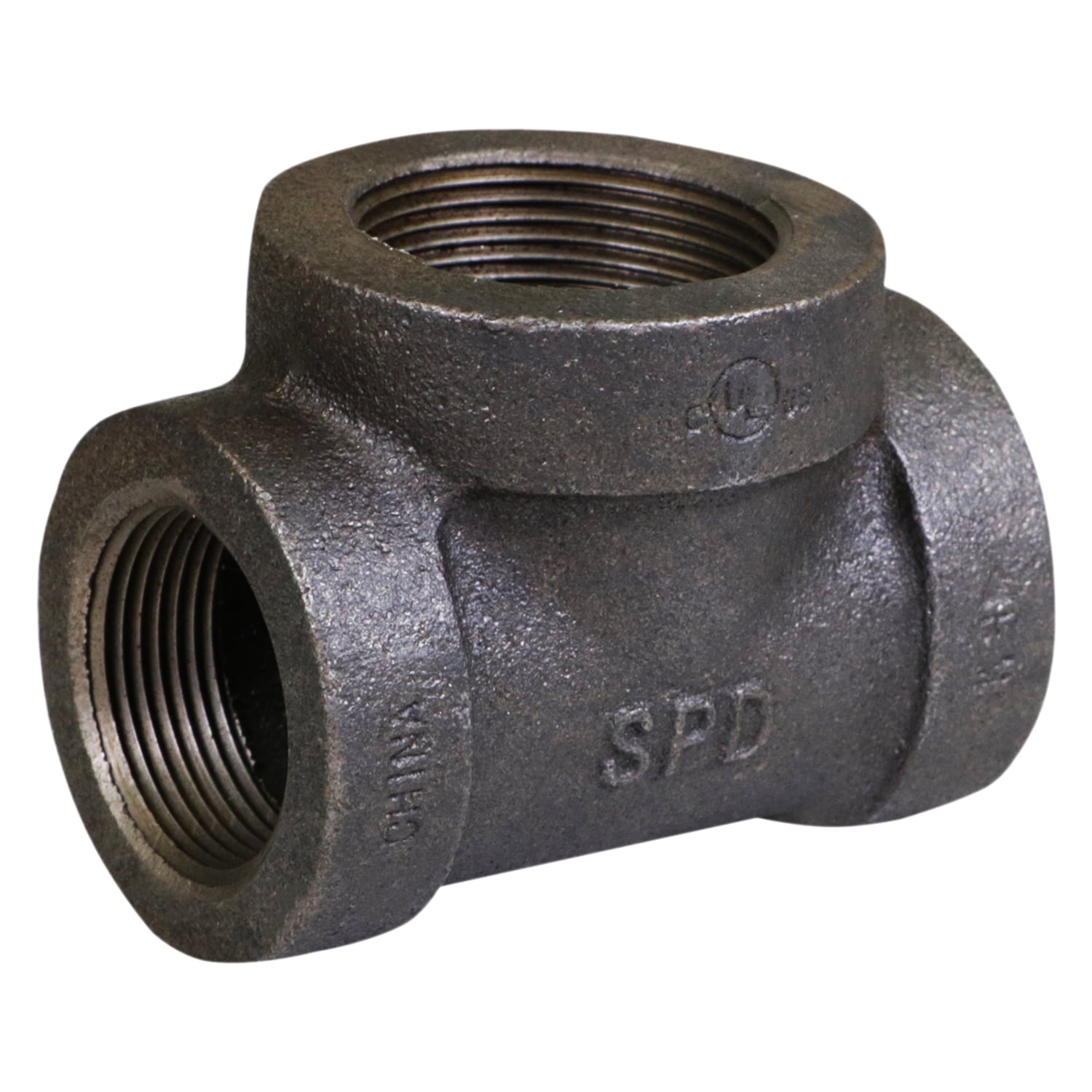 Supply Giant 1-1/2" x 1-1/2" x 2" BLack Pipe Fitting Reducing Tee Cast Iron
