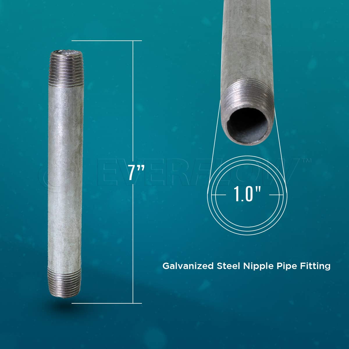 Supply Giant 1" x 11", Steel Pipe, pre cut Industrial Pipe, Threaded Pipe Nipples and Fittings, Build Vintage DIY Furniture, Galvanized (Pack Of 4)