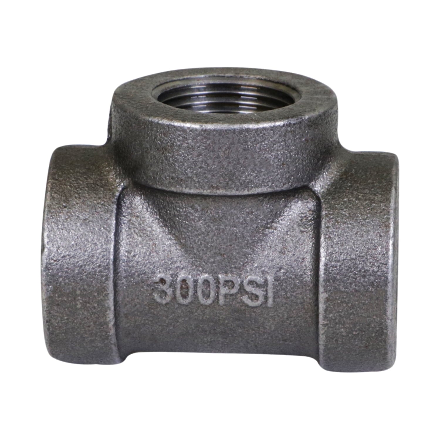 Supply Giant 2" Black Pipe Fitting Tee for Industrial Piping or DIY Projects, Cast Iron