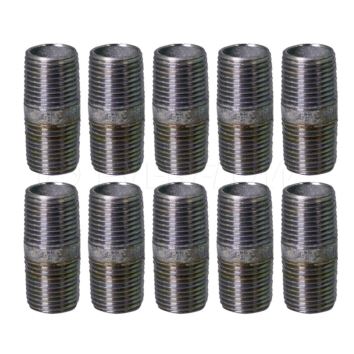Supply Giant 3/8" x 4", Steel Pipe, pre cut Industrial Pipe, Threaded Pipe Nipples and Fittings, Build Vintage DIY Furniture, Galvanized (Pack Of 10)