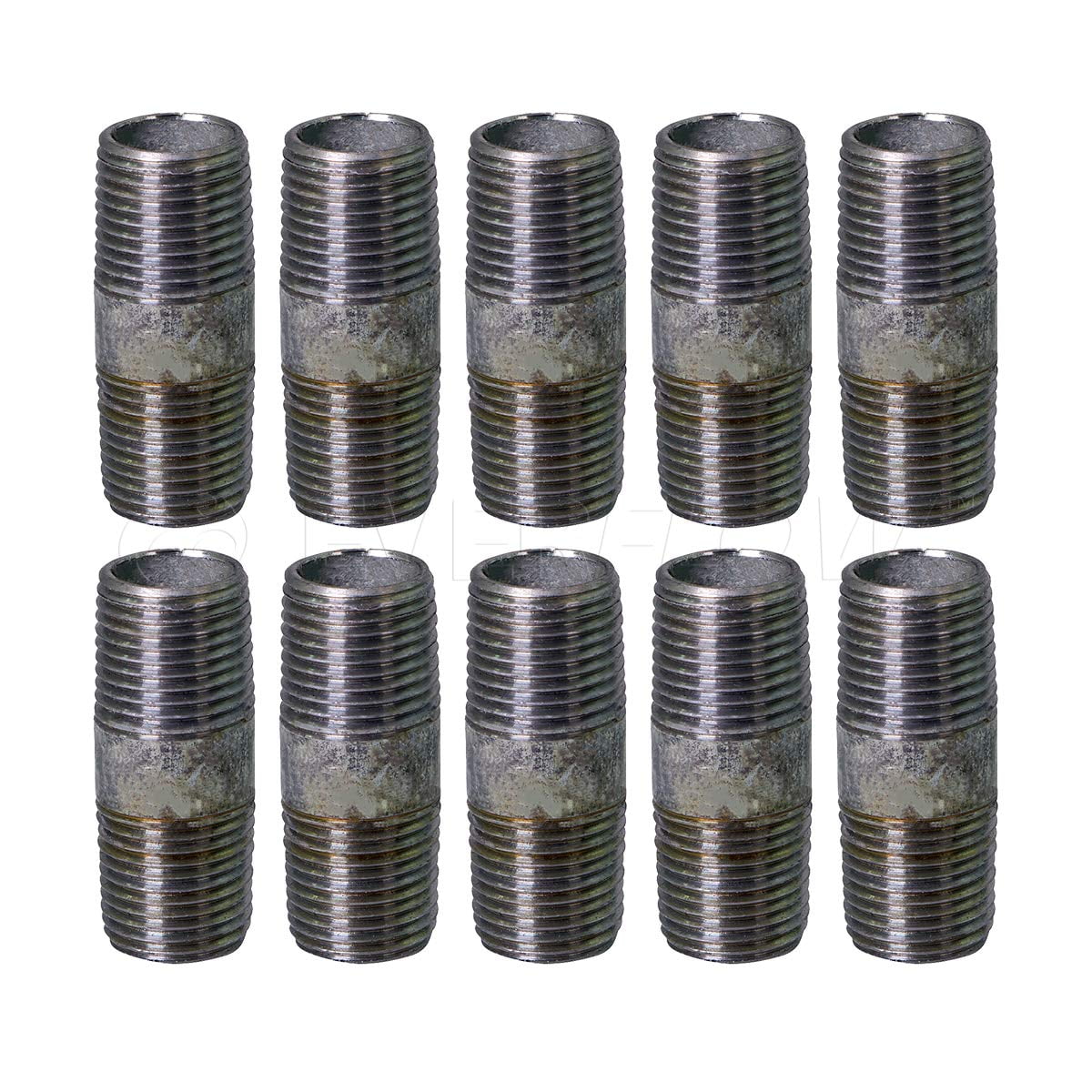 Supply Giant 3" x 5-1/2", Steel Pipe, pre cut Industrial Pipe, Threaded Pipe Nipples and Fittings, Build Vintage DIY Furniture, Galvanized (Pack Of 10)