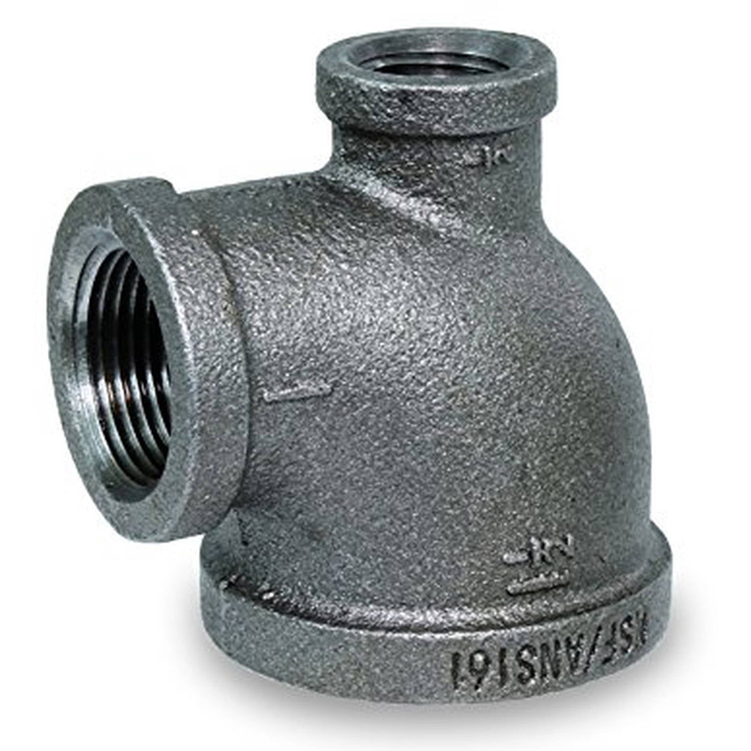 Supply Giant BMRT2126 Black Malleable Reducing Tee Fitting with Female Threaded Connections, 2-1/2" x 1-1/2" x 2-1/2"
