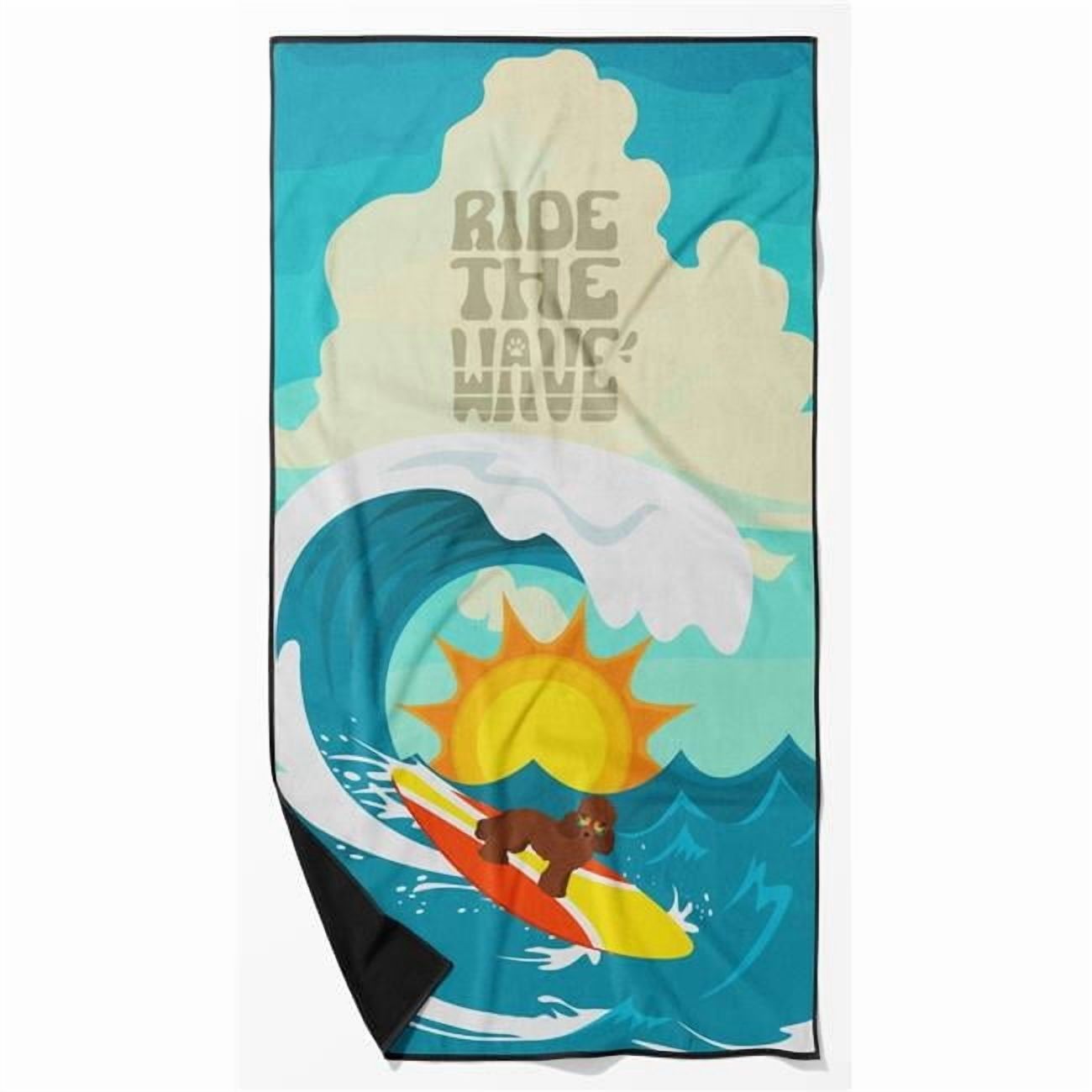 Surfer Dog Red Toy Poodle Premium Beach Towel 30 in x 60 in