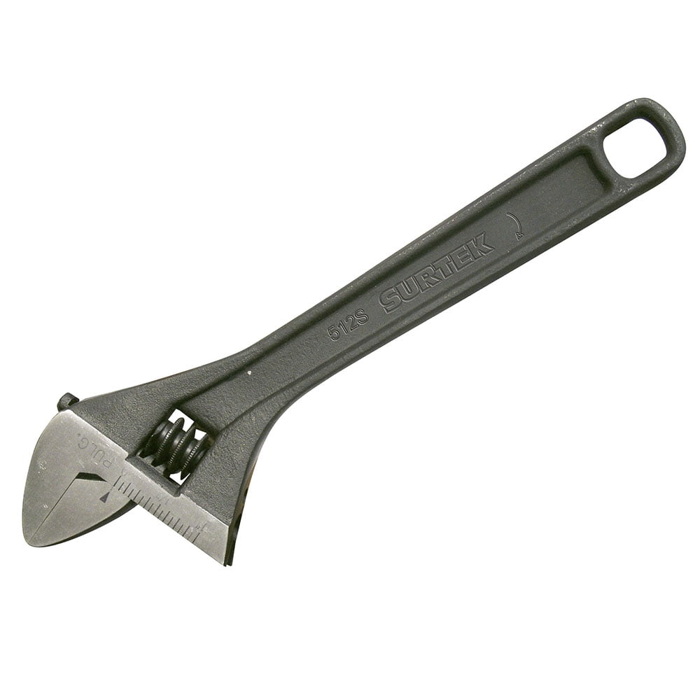 Surtek Blued Adjustable Wrench 12", Steel, Color Black oxide