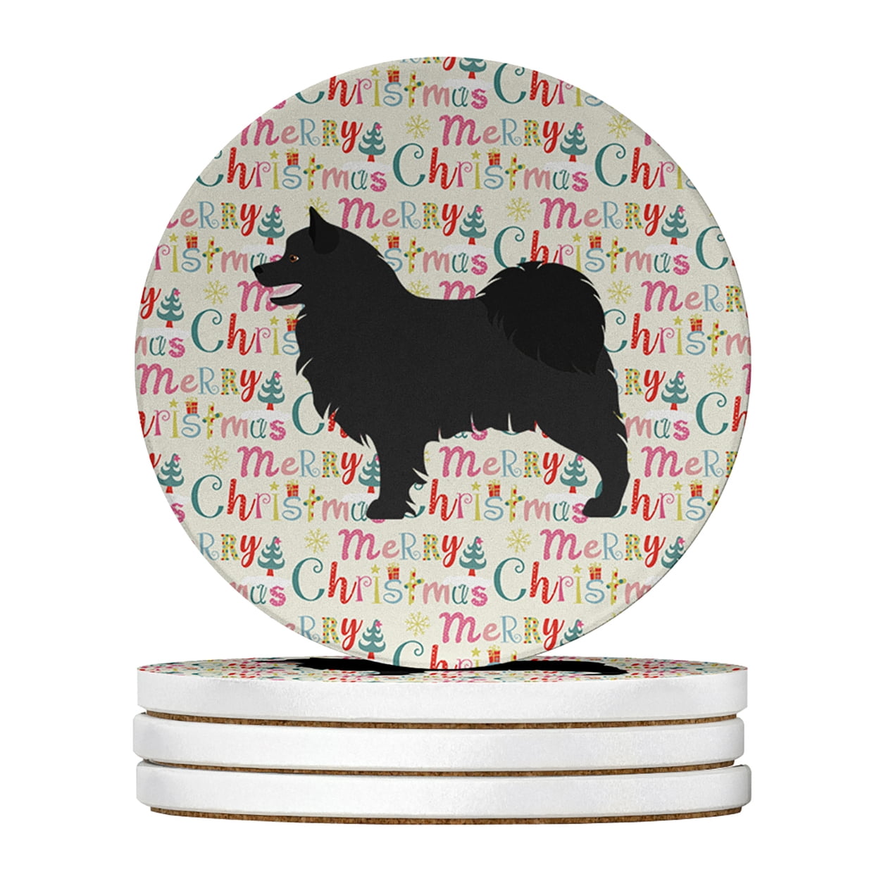 Swedish Lapphund Merry Christmas Large Sandstone Coasters Pack of 4 4 in x 4 in