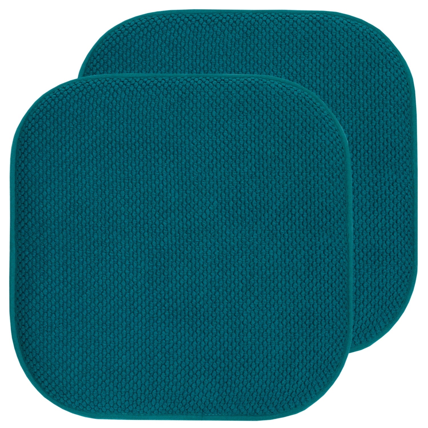 Sweet Home Collection Memory Foam Honeycomb Non-Slip Back 16" x 16" Chair Pad - Peacock, 2 Pack