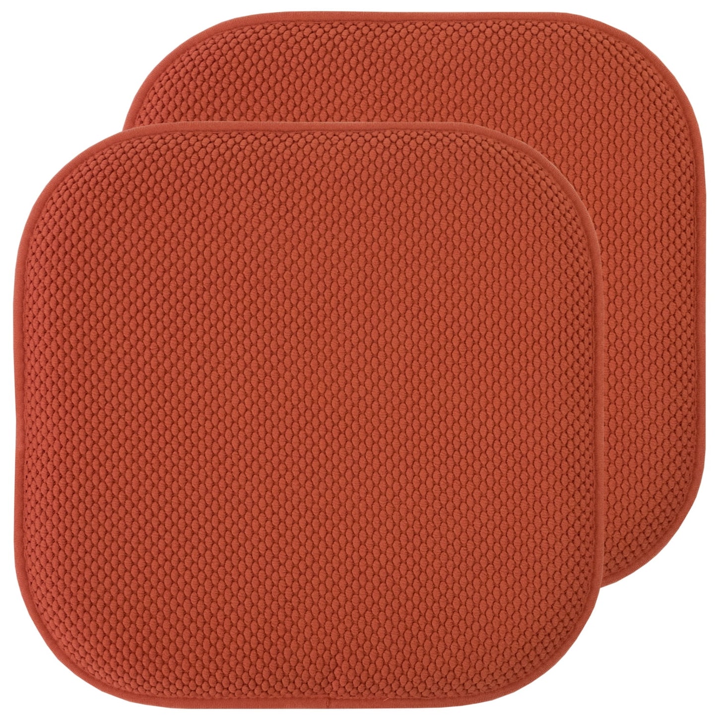 Sweet Home Collection Memory Foam Honeycomb Non-Slip Back 16" x 16" Chair Pad - Rust, 2 Pack
