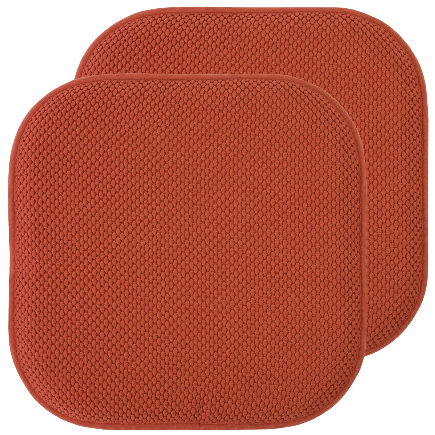 Sweet Home Collection Memory Foam Honeycomb Non-Slip Back 16" x 16" Chair Pad - Rust, 2 Pack