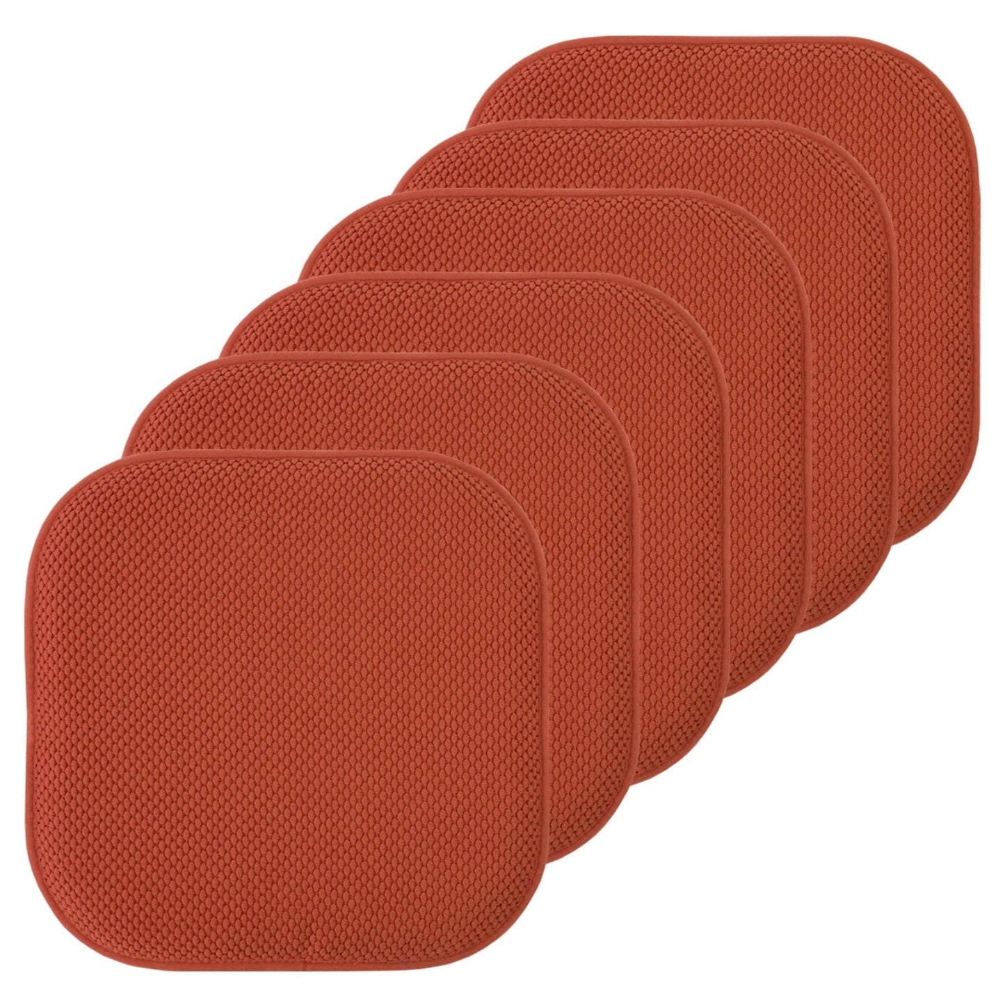 Sweet Home Collection Memory Foam Honeycomb Non-Slip Back 16" x 16" Chair Pad - Rust, 6 Pack