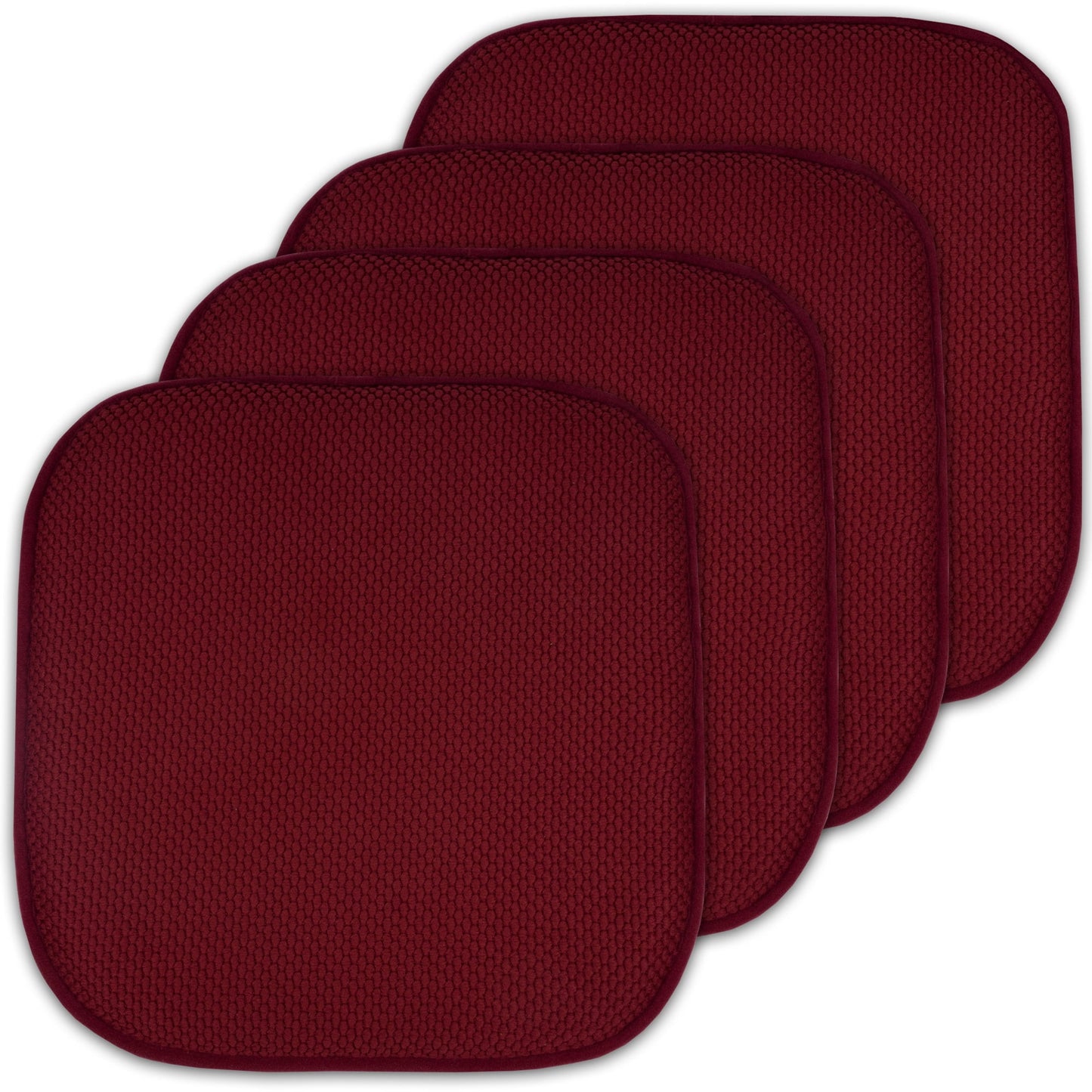 Sweet Home Collection Memory Foam Honeycomb Non-Slip Back 16" x 16" Chair Pad - Wine, 4 Pack