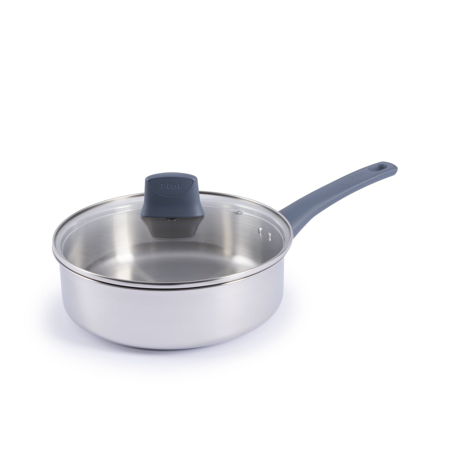 T-fal Daily Cook Stainless Steel Cookware Collection, 3.5 Quart SautÃ© Pan With Lid, Ocean Blue Handle