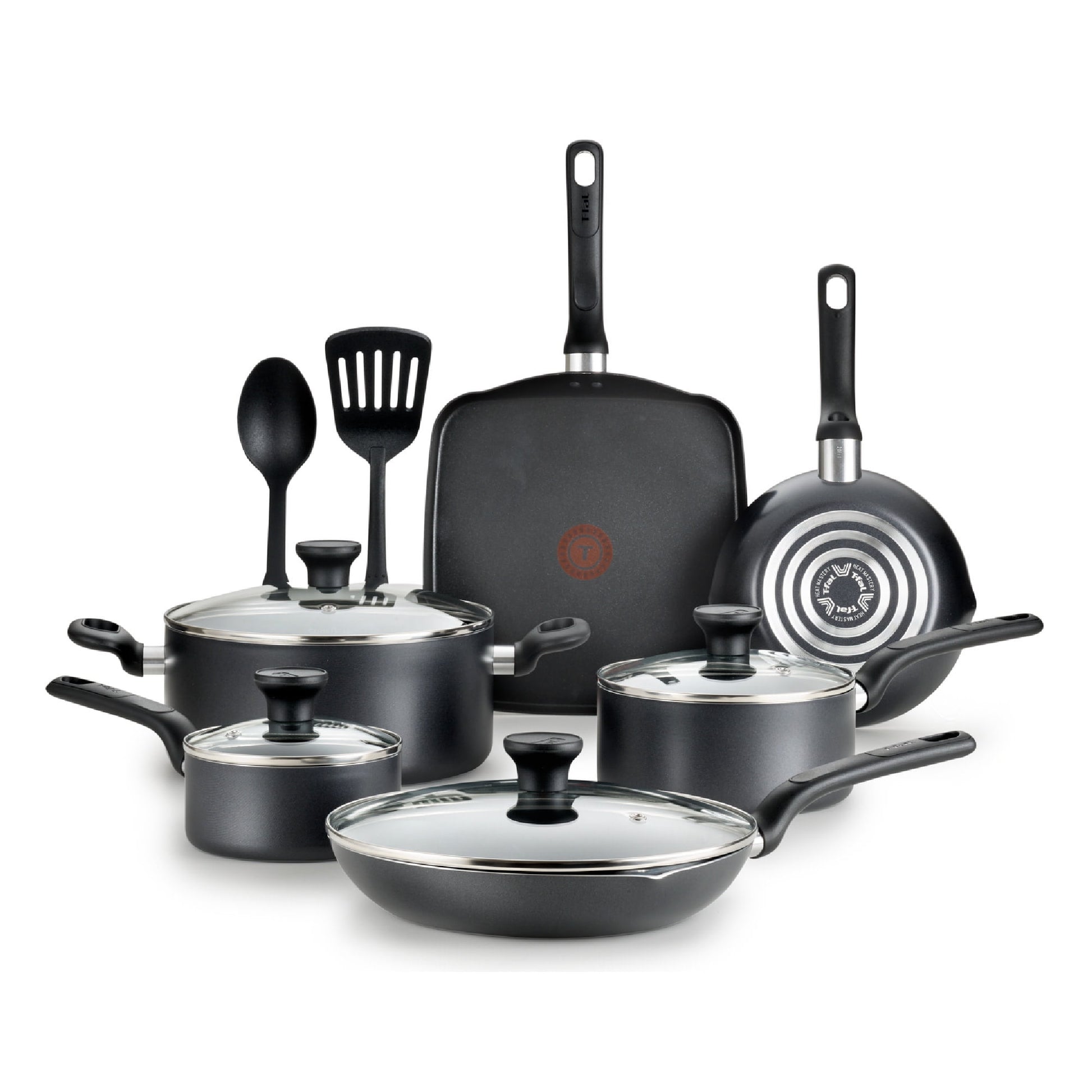 T-fal Easy Care Nonstick Cookware, 12 piece Set, Grey, B087SC64