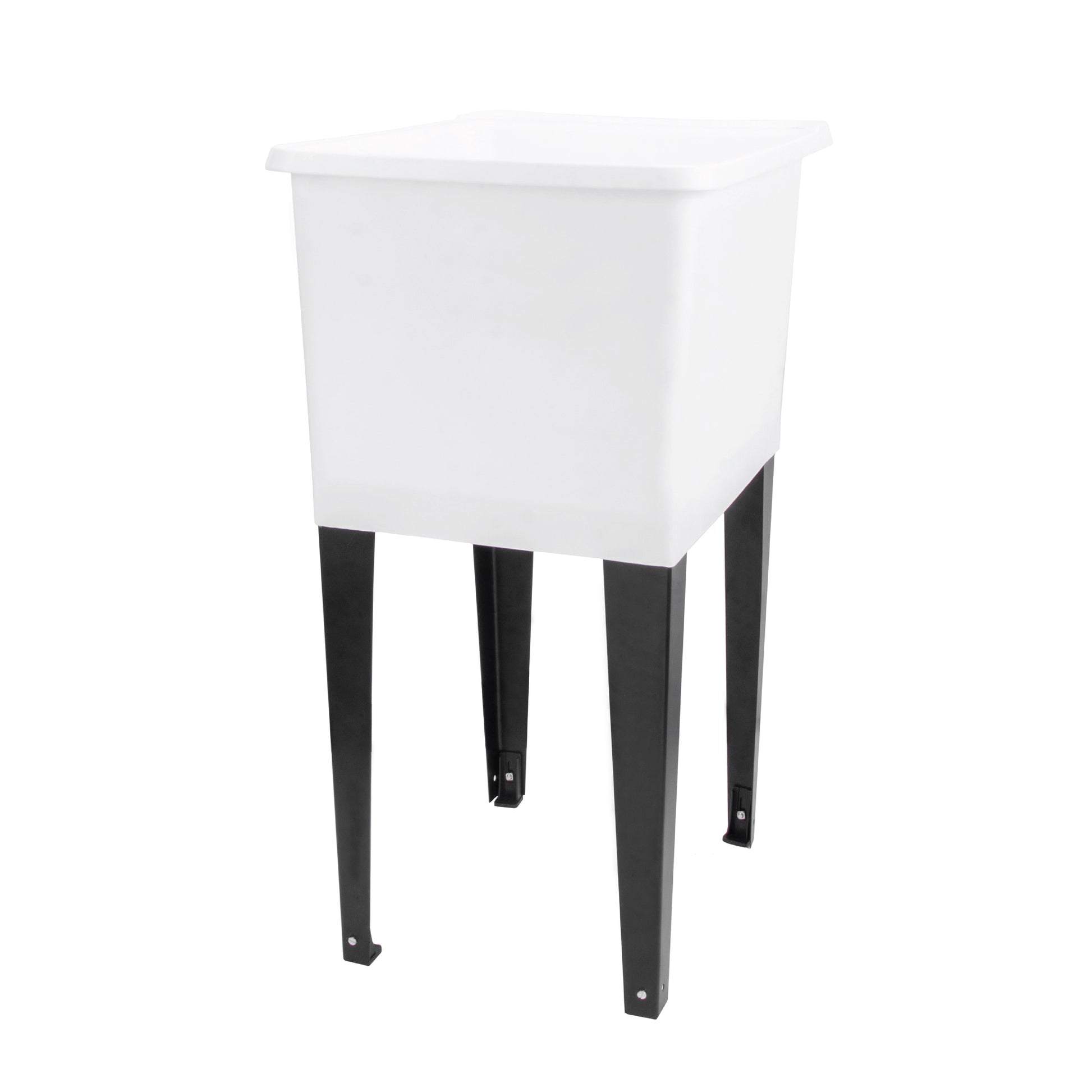 TEHILA Space Saver 16 Gallon White Utility Sink with Black Steel Legs