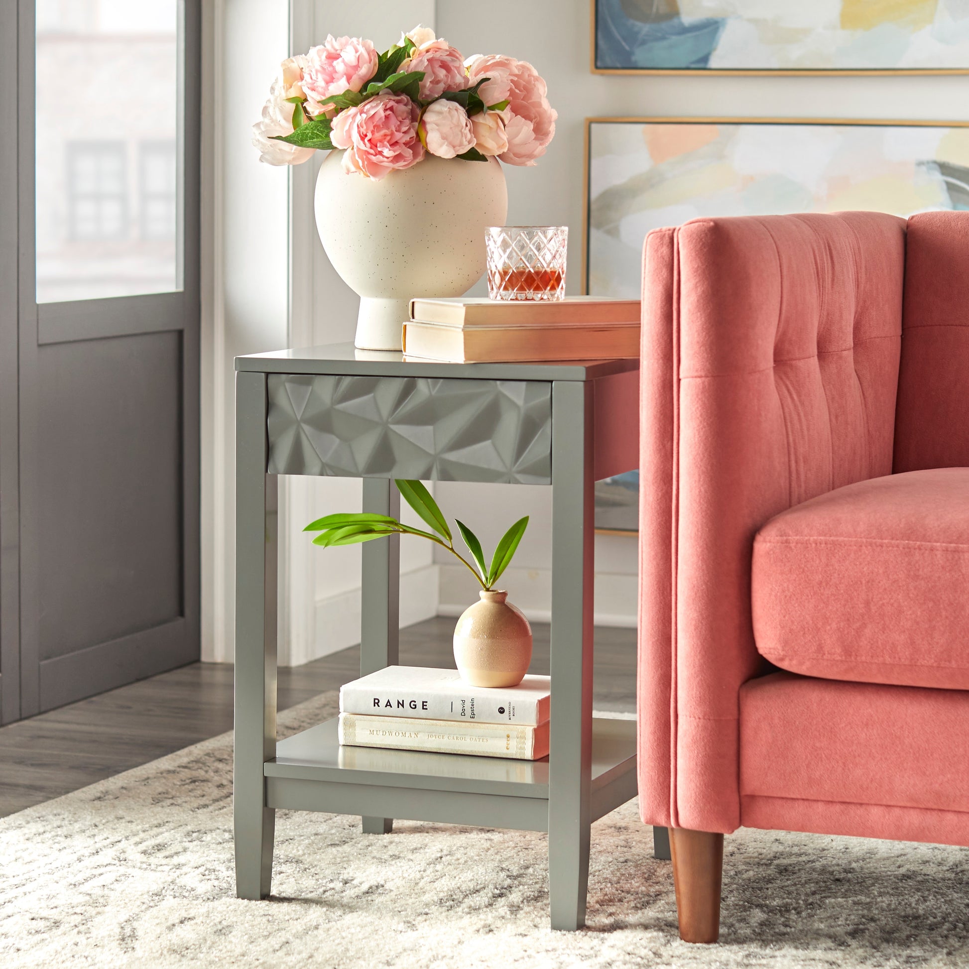 TMS Reggio End Table, Charcoal Gray