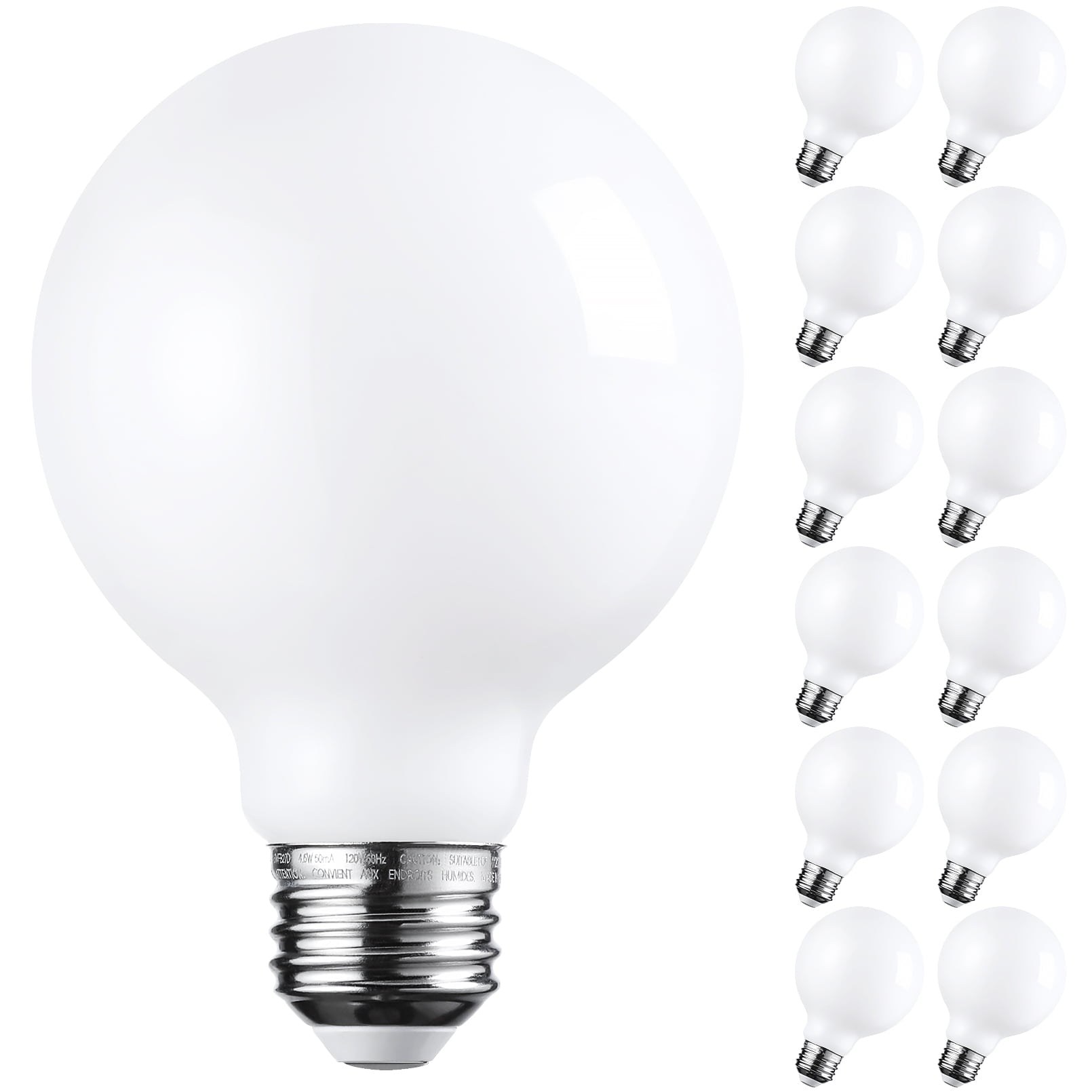 TORCHSTAR 12-Pack LED G25 Globe Light Bulbs, 4000K Cool White, 500LM, Frosted Vintage Edison Filament Light Bulb, 4.5W (60W Eqv.), Dimmable E26 Base, Bathroom Vanity Mirror Light, Milky Glass Light