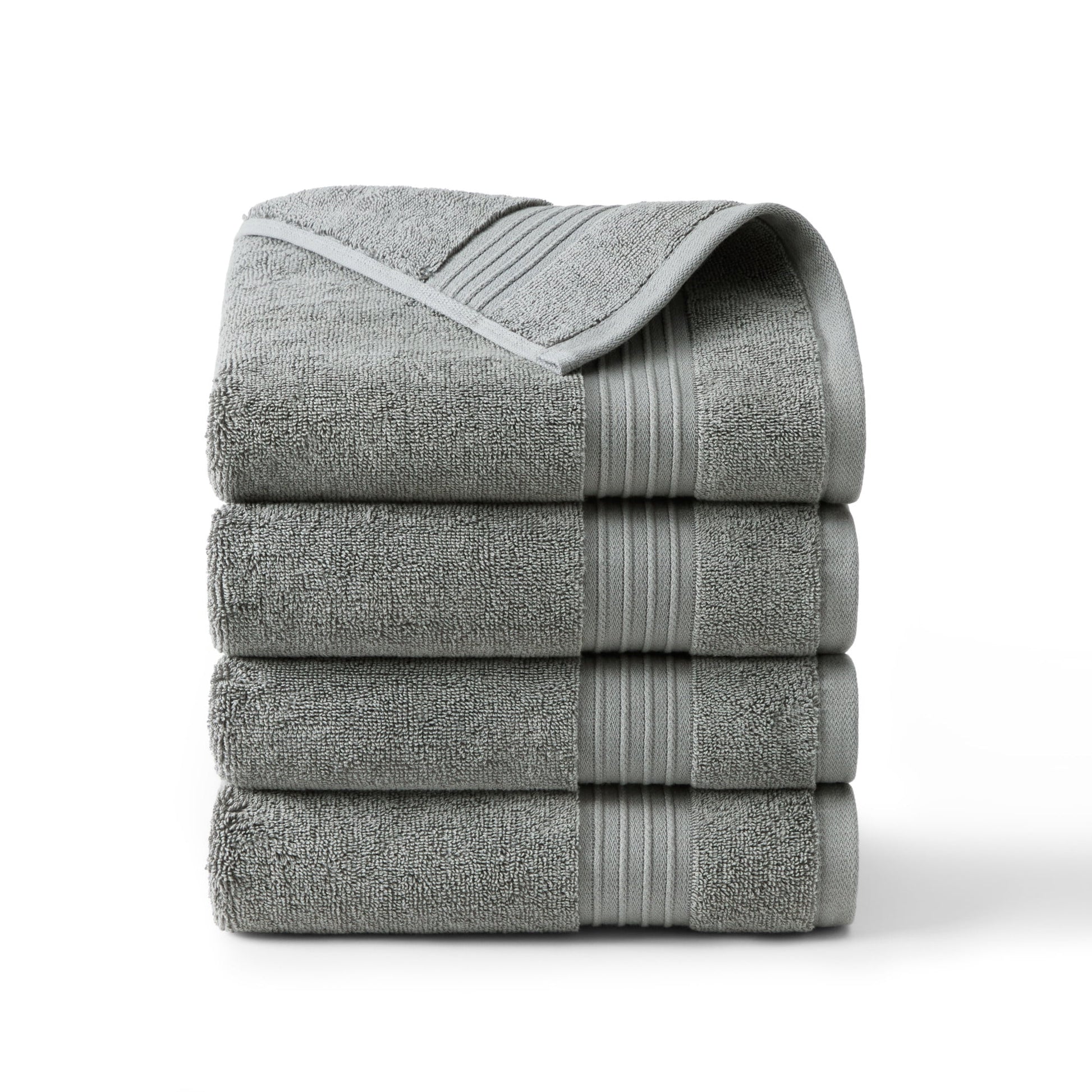 TOWN & COUNTRY EVERYDAY 4-Piece Solid Dobby Border Hand Towel Set, 20"x30", 100% Cotton, Plush & Absorbent 650GSM, Blush