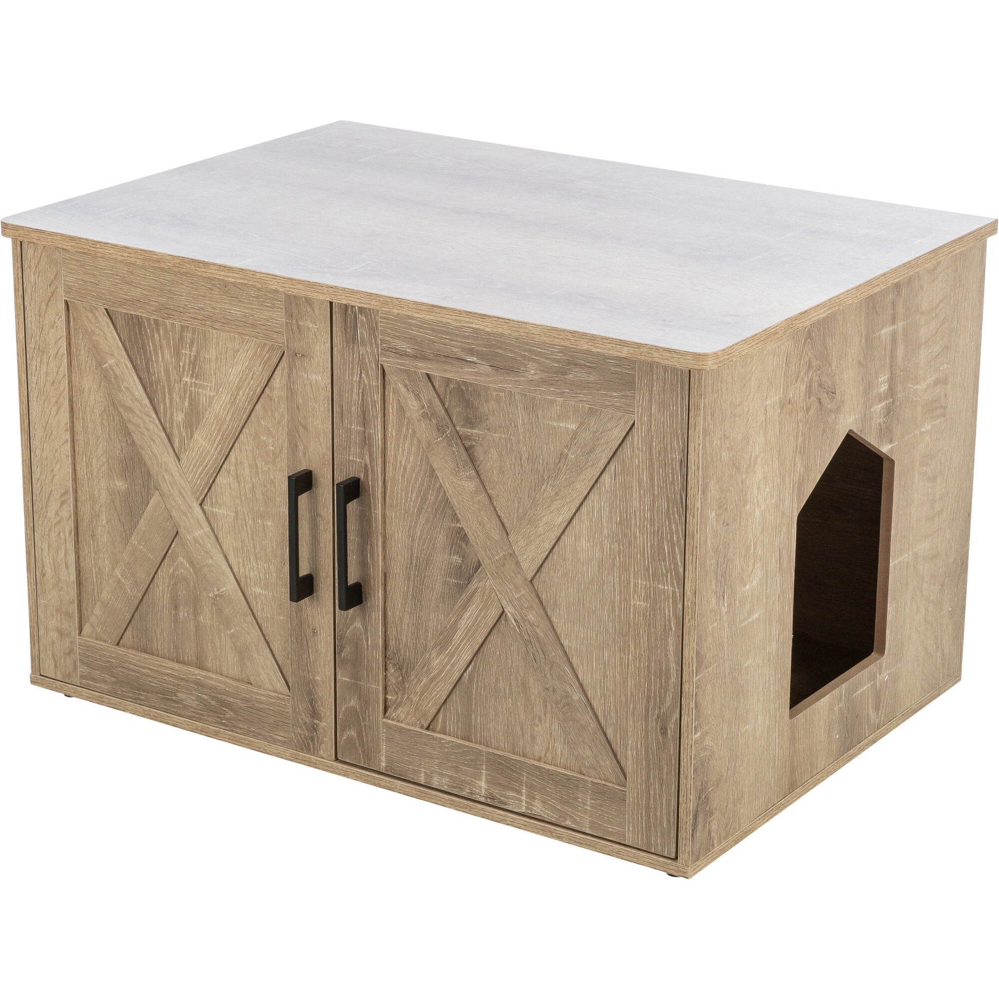 TRIXIE XL Farmhouse Litter Box Enclosure, Hidden Litter Box Cabinet or End Table