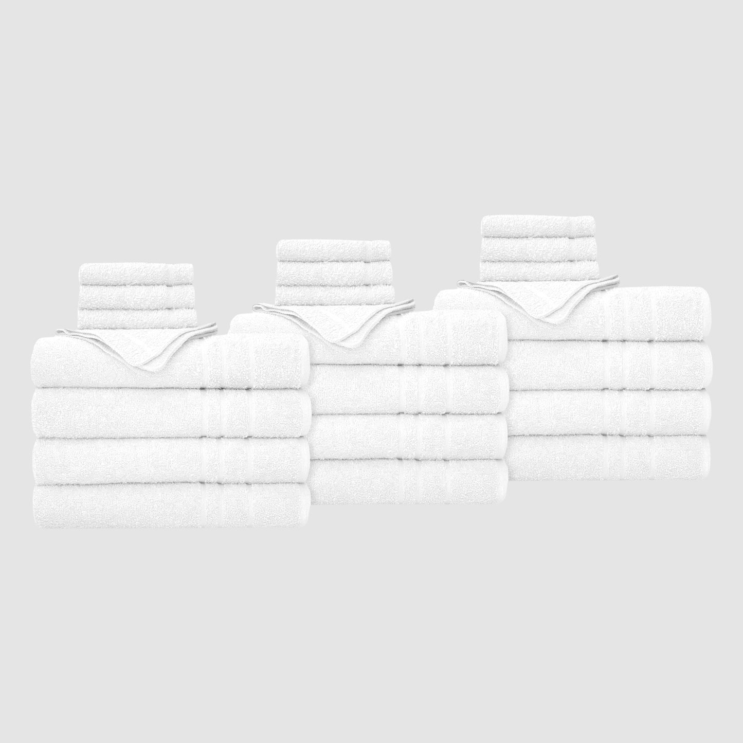 True Hue 24 Piece Cotton-Recycled Polyester Bleach Safe Bath Towel Set, White