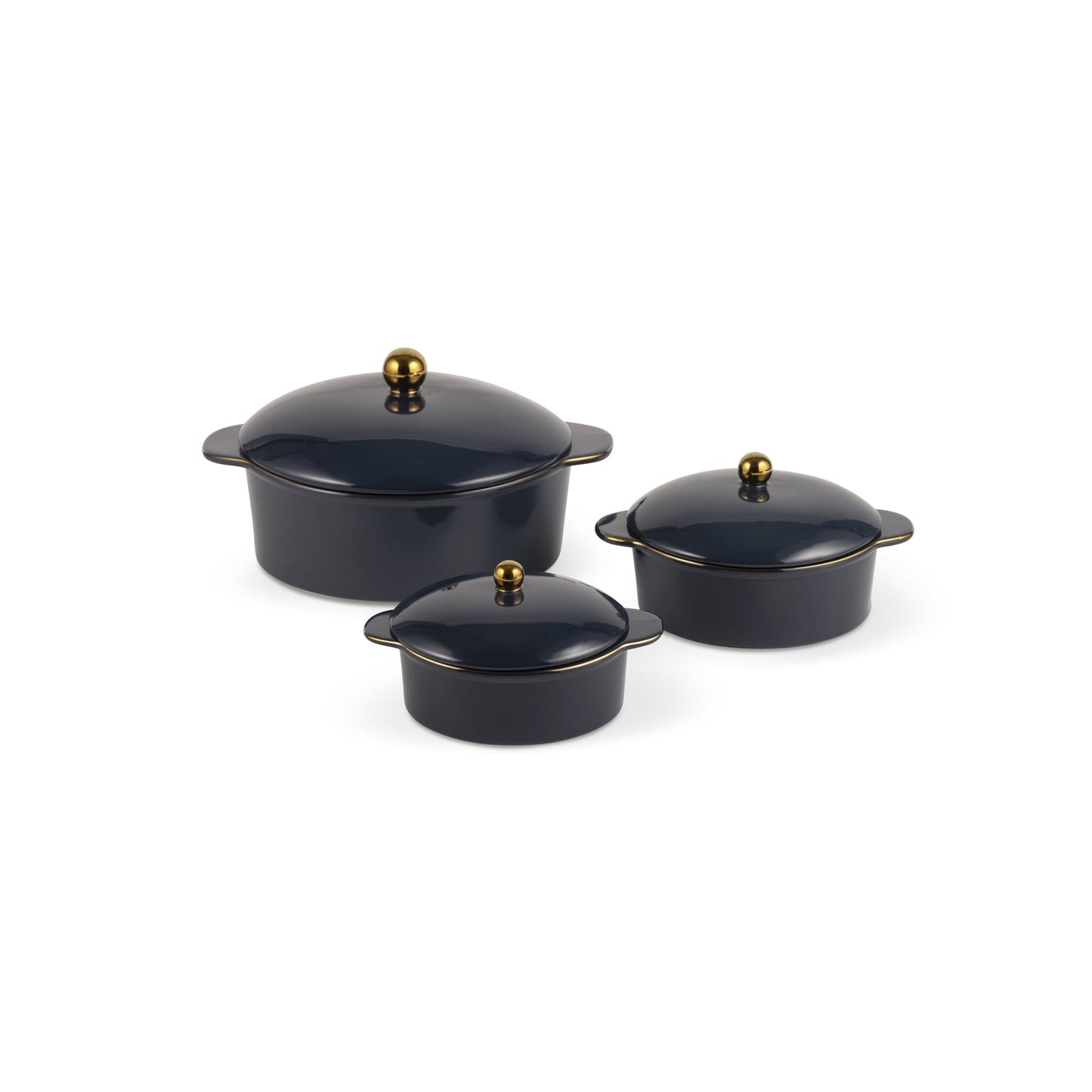 Thyme & Table 3-Piece Ceramic Casserole Set â€“ Atlantic Blue