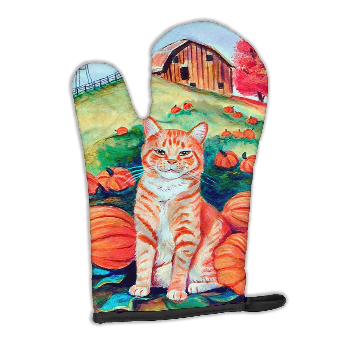 Tabby Cat in Pumpins Oven Mitt