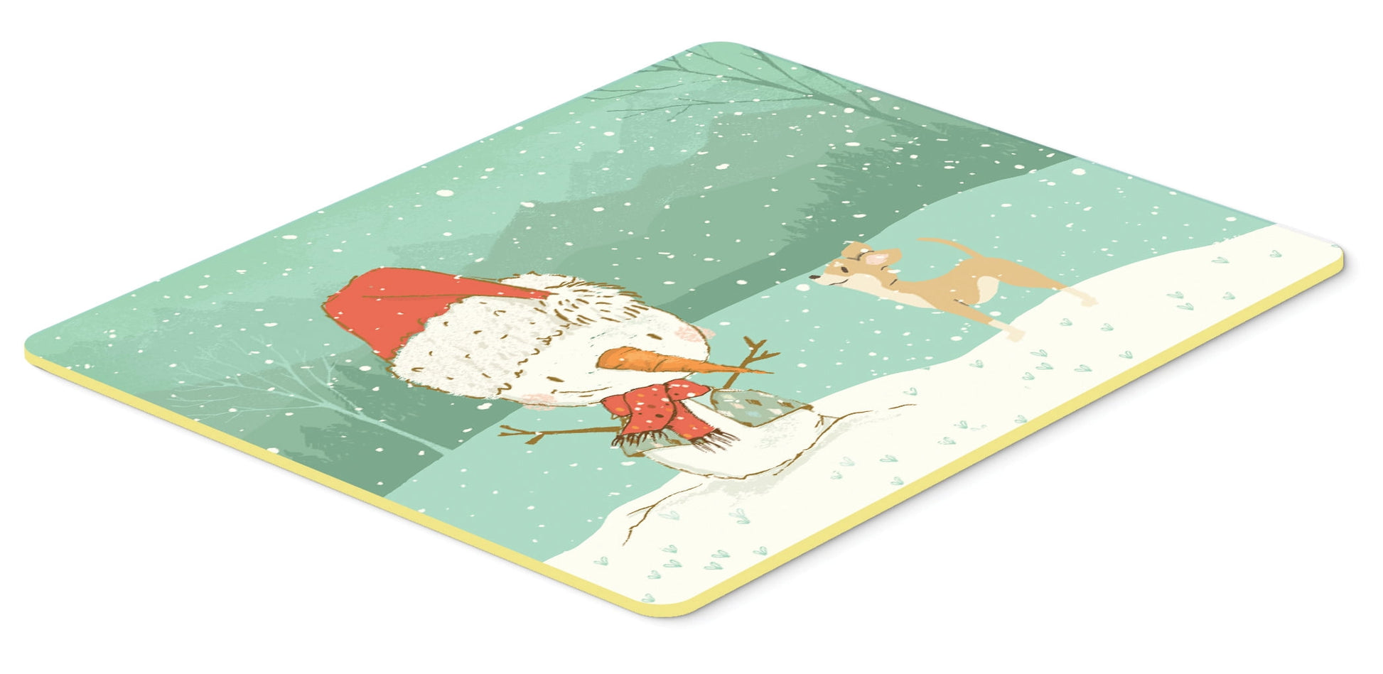 Tan Chihuahua Snowman Christmas Kitchen or Bath Mat 24x36