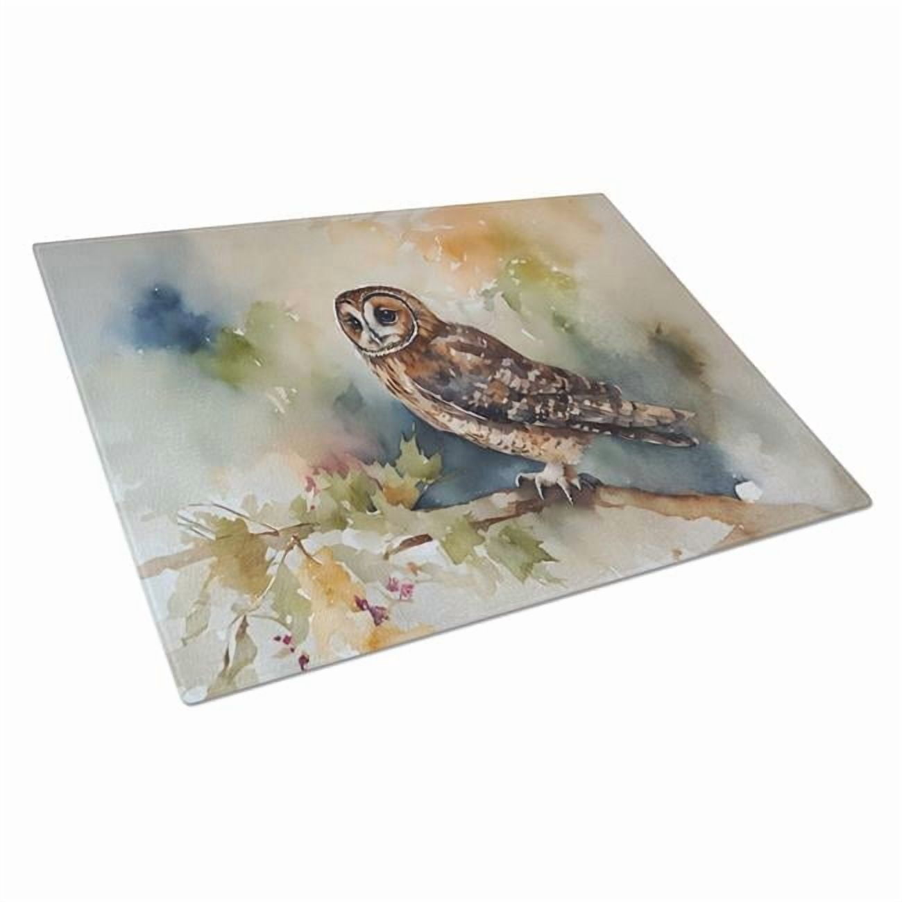 Tawny Owl Glass Cutting Board 12 in x 15 in