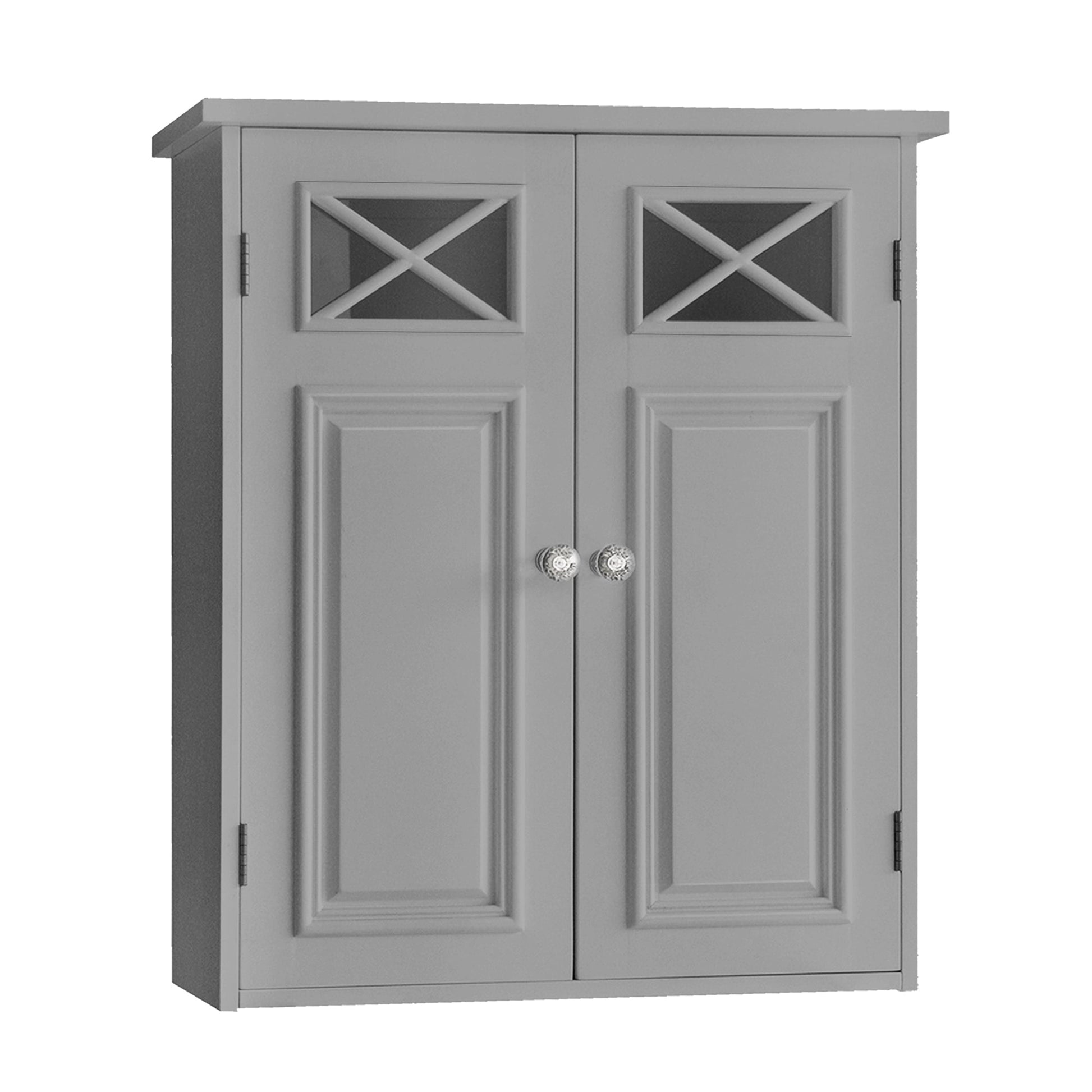 Elegant Home Fashions Dawson Contemporary Wooden Removable Hanging Storage Cabinet with Two Doors for Bathrooms, Vanities, Hallways, Gray, 7" x 20" x 24"