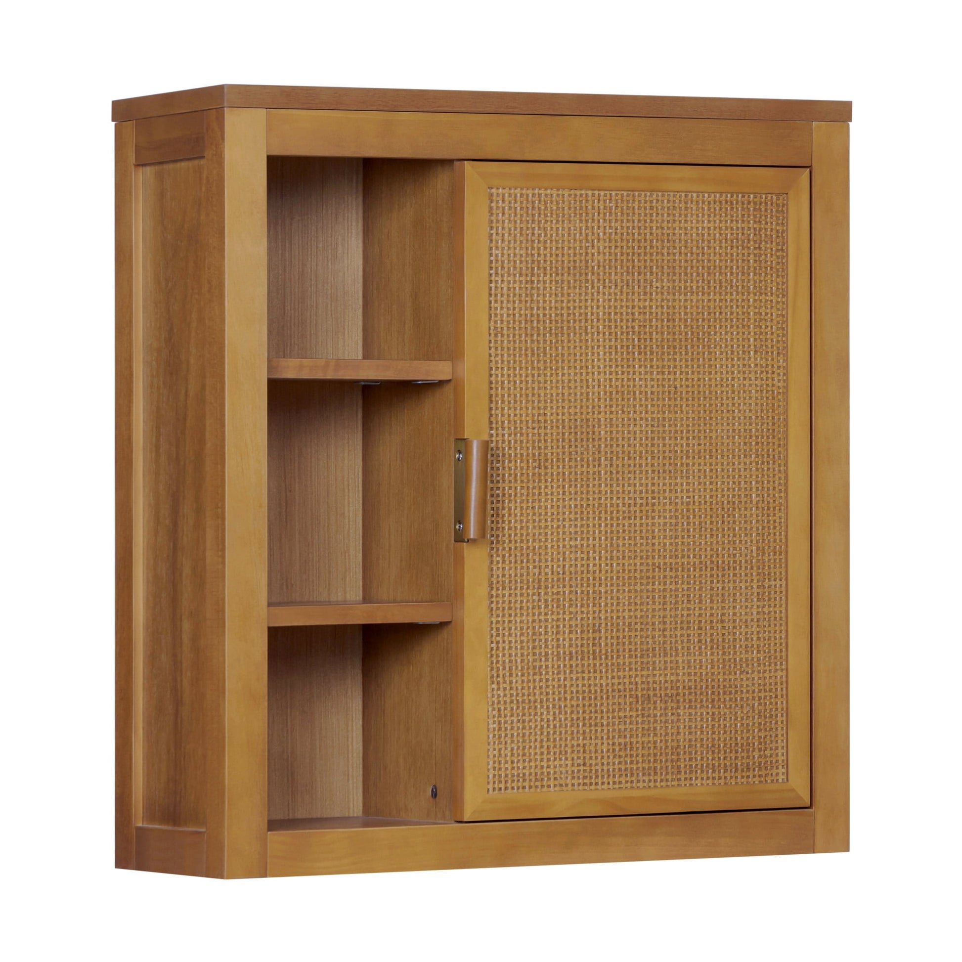 Hatteras Wall Cabinet with 1 Door and Open Storage , Natural â€“ Teamson Home: Sturdy Shelves and Coastal Modern Style