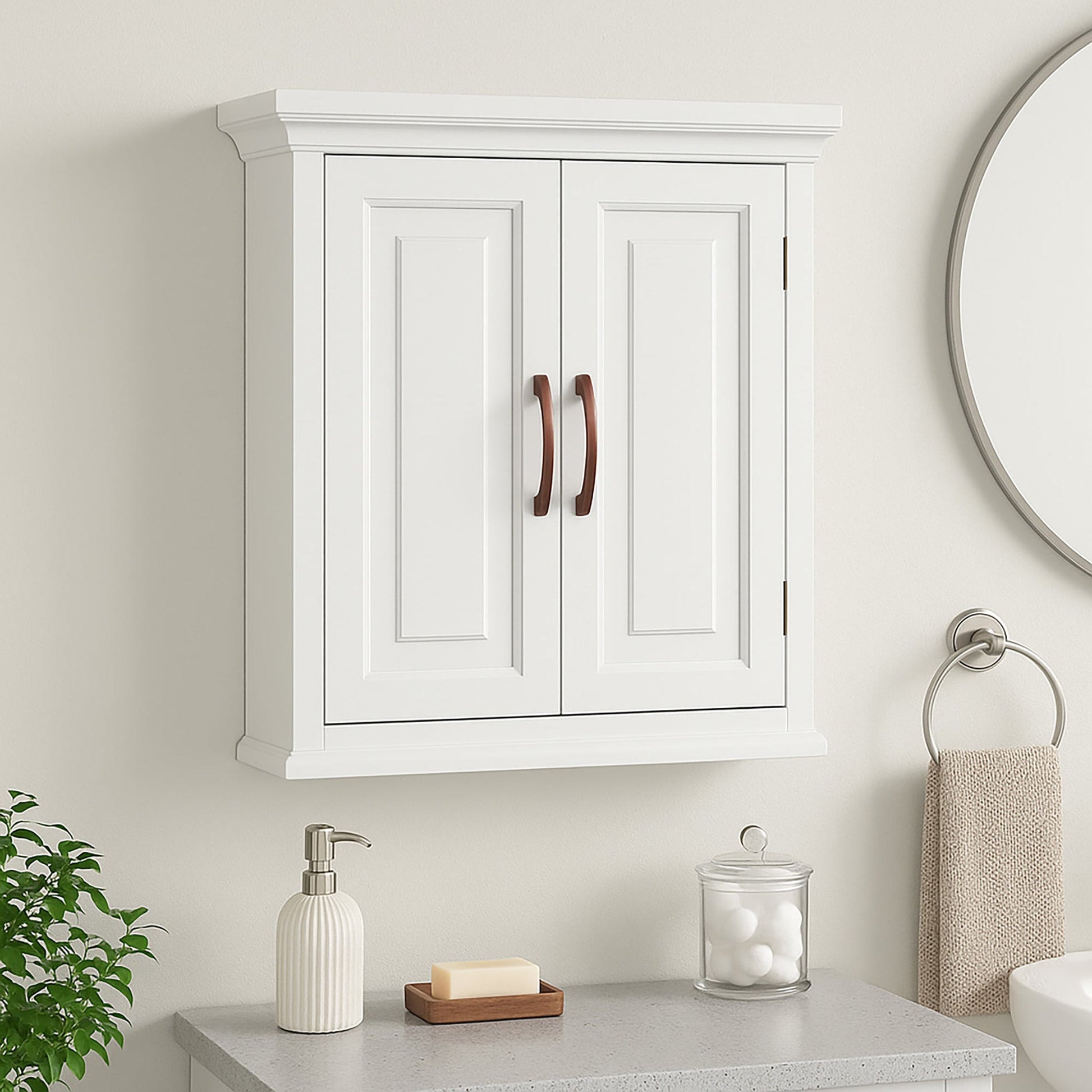 Teamson Home St. James Two-Door Removable Wall Cabinet with Adjustable Shelves