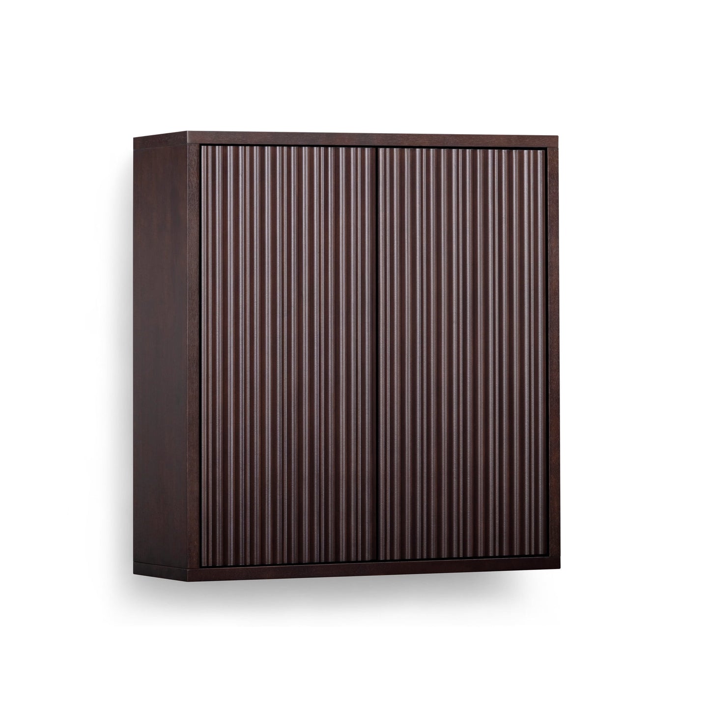 Teamson Home Tremolo Modern Boho 2-Door Wall Cabinet with Push-Open Design, Solid Wood & Fluted Fronts