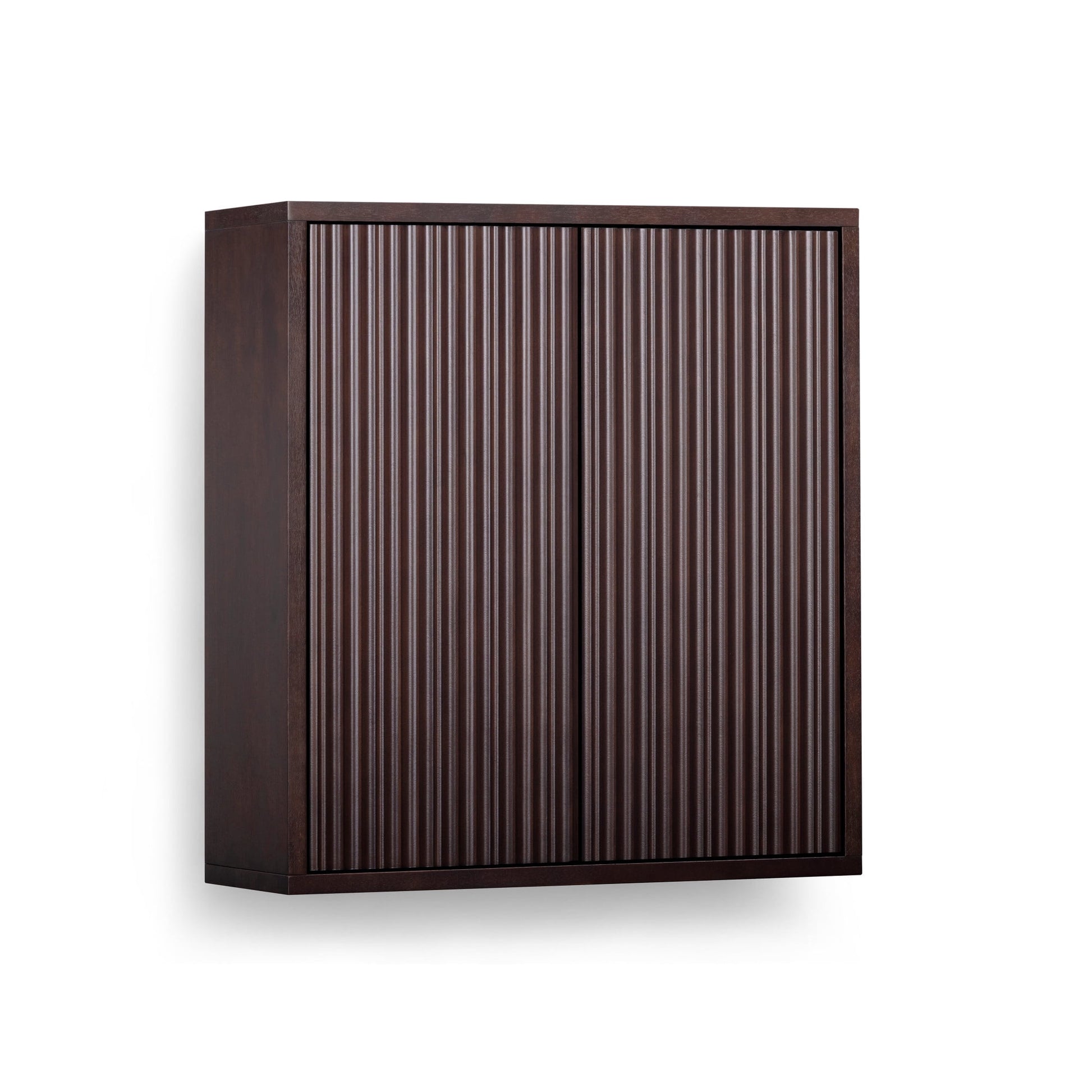 Tremolo Modern Boho 2-Door Wall Cabinet with Solid Wood & Contemporary Fluted Fronts - Teamson Home