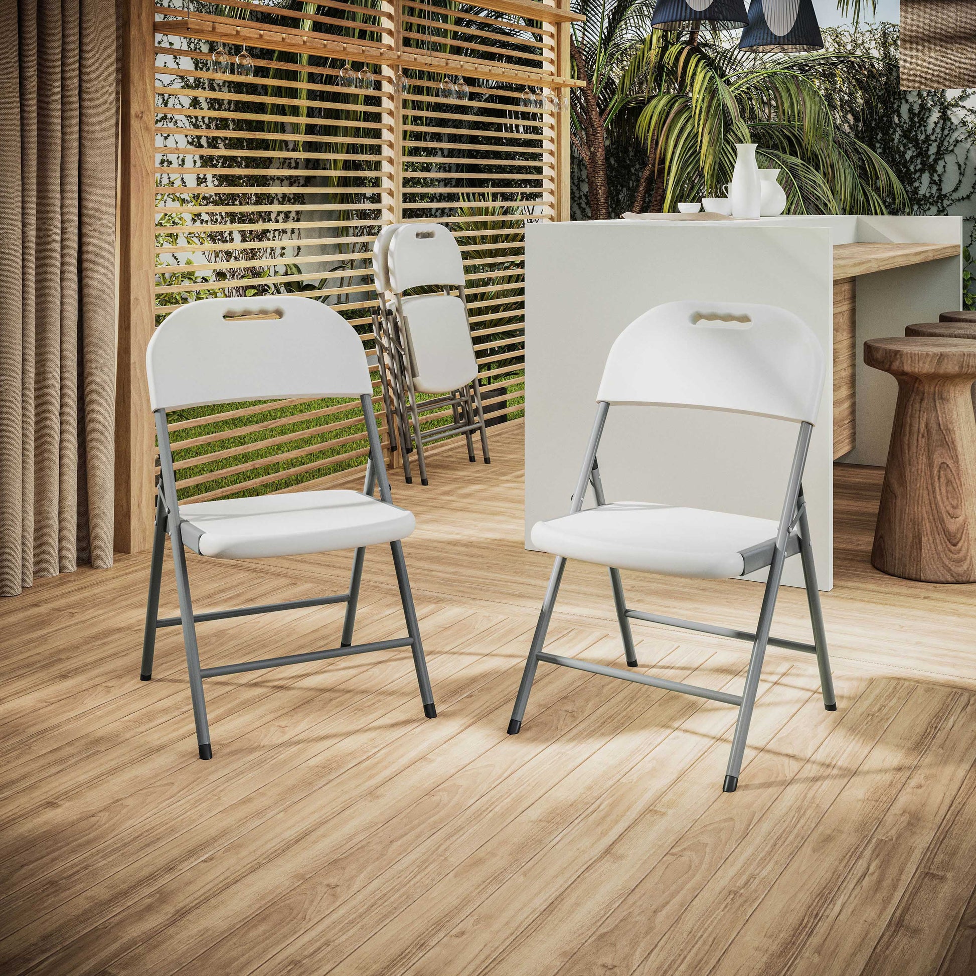 Techni Home Premium Comfort Granite White Folding Chairs â€“ Set of 4 RTA-02FLC-WHT